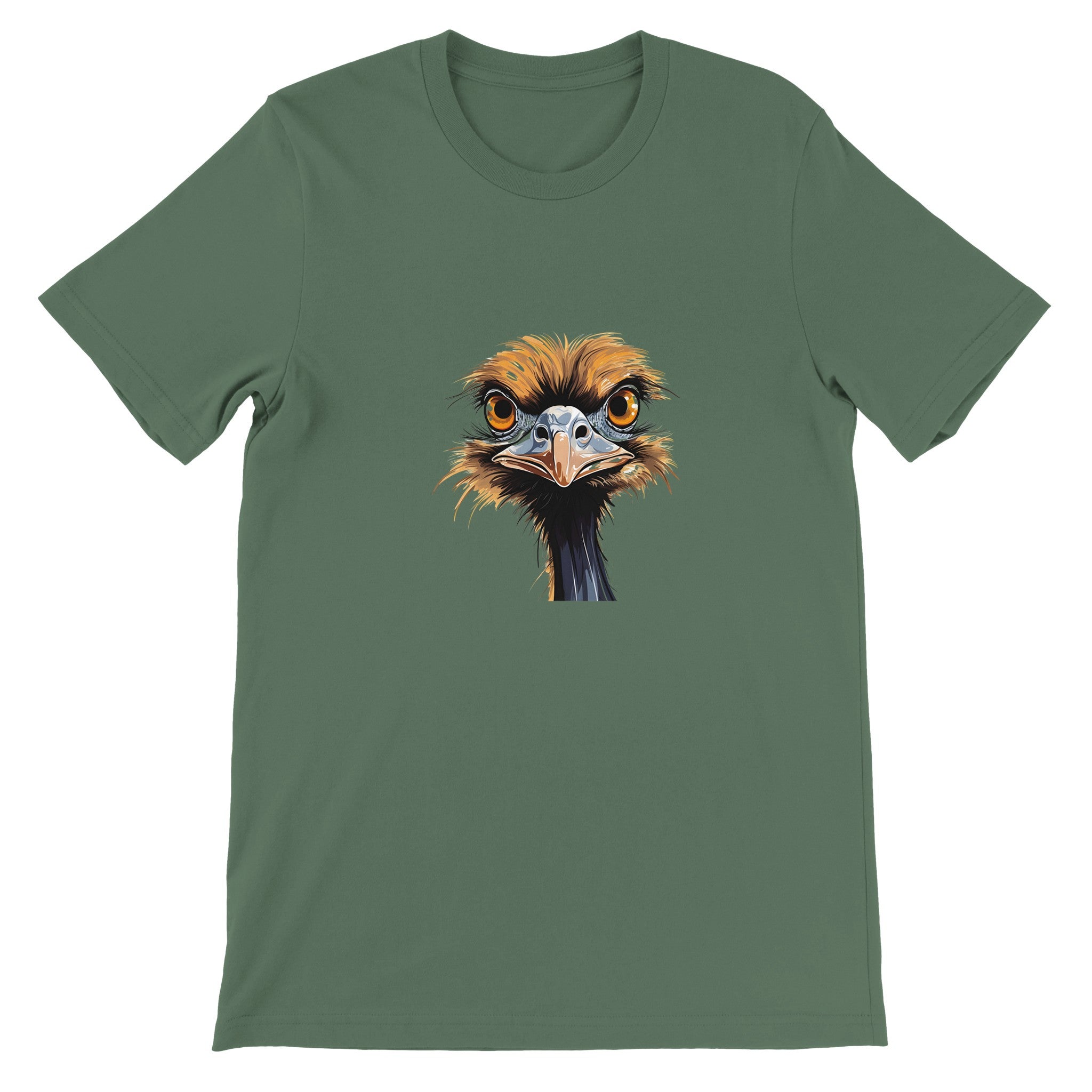 Budget Unisex Crewneck T-shirt/Ostrich-Angry-Face - Enet Images