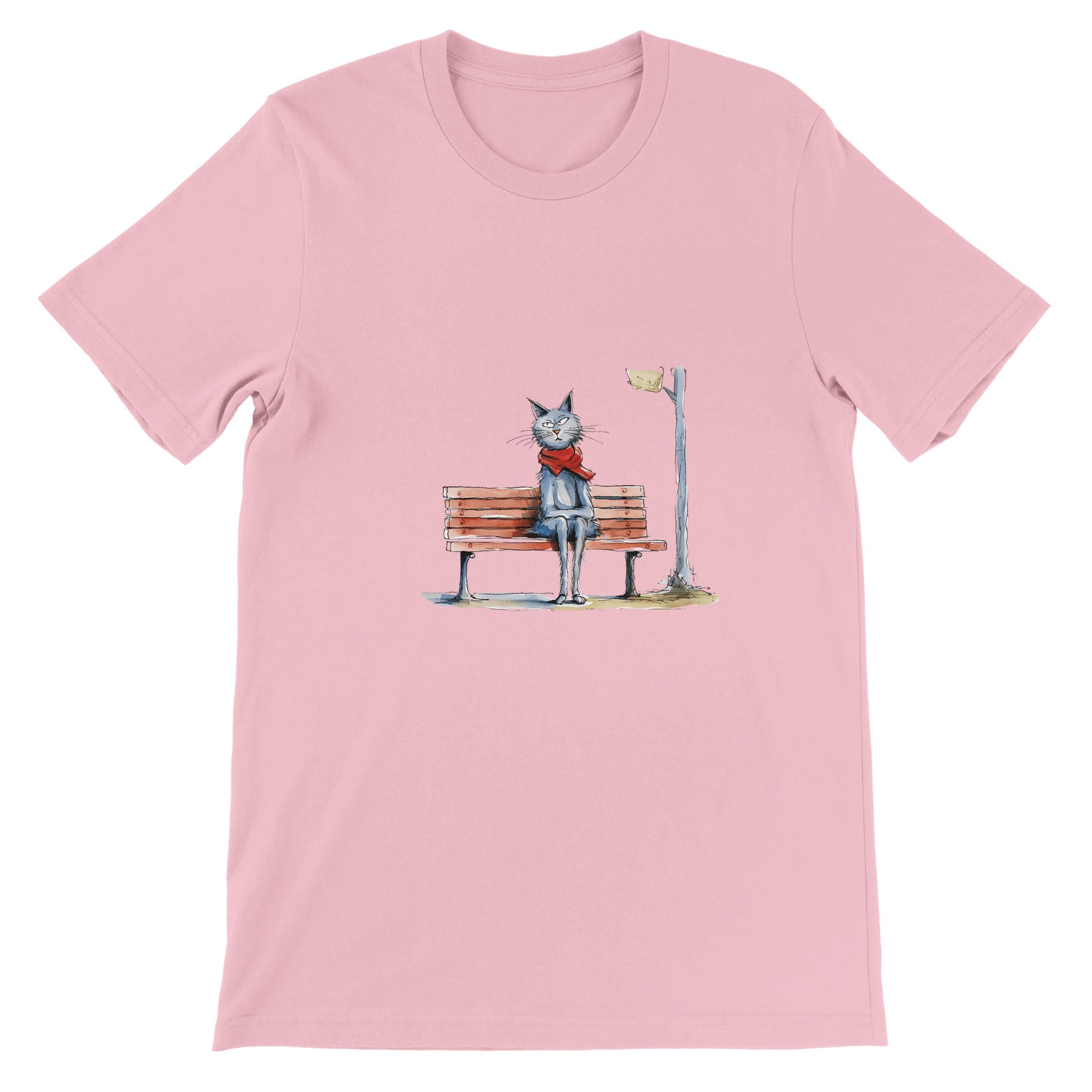 Budget Unisex Crewneck T-shirt/Cat-Loneliness - Enet Images