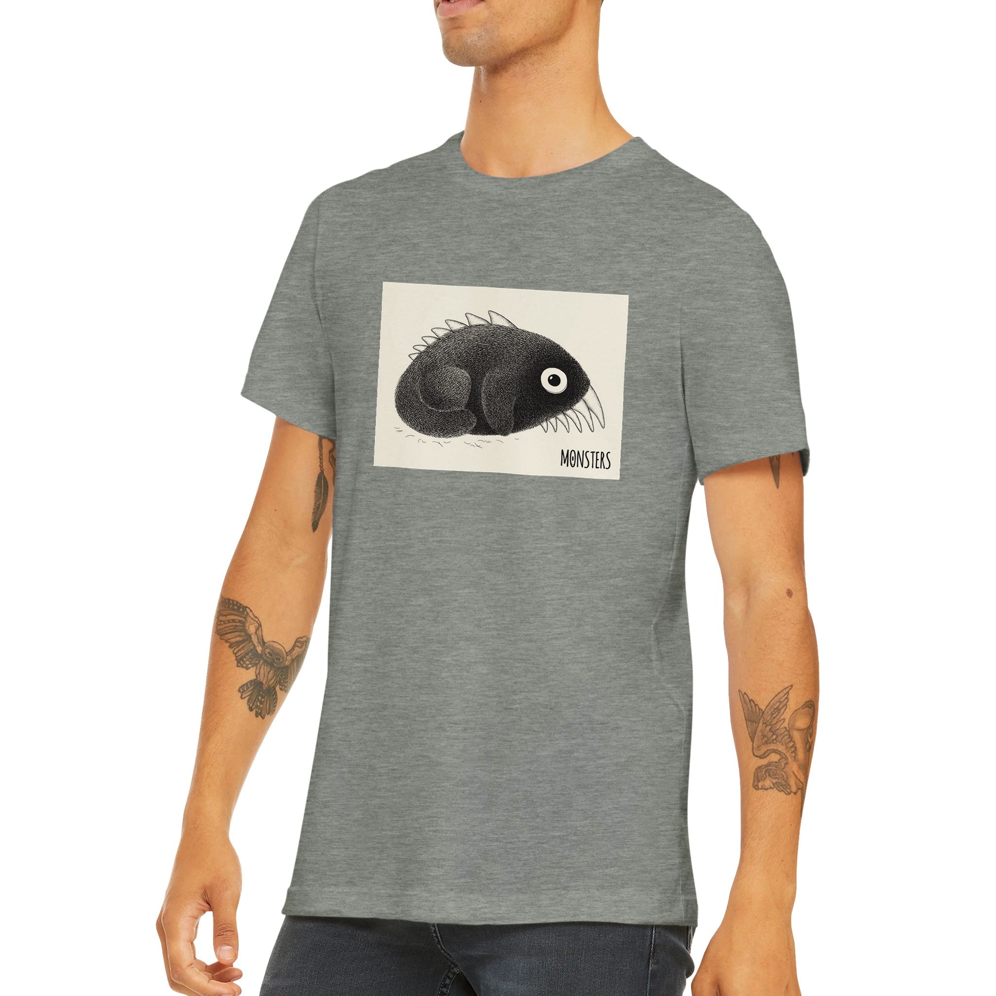 Budget Unisex Crewneck T-shirt/Monster-Fish - Enet Images