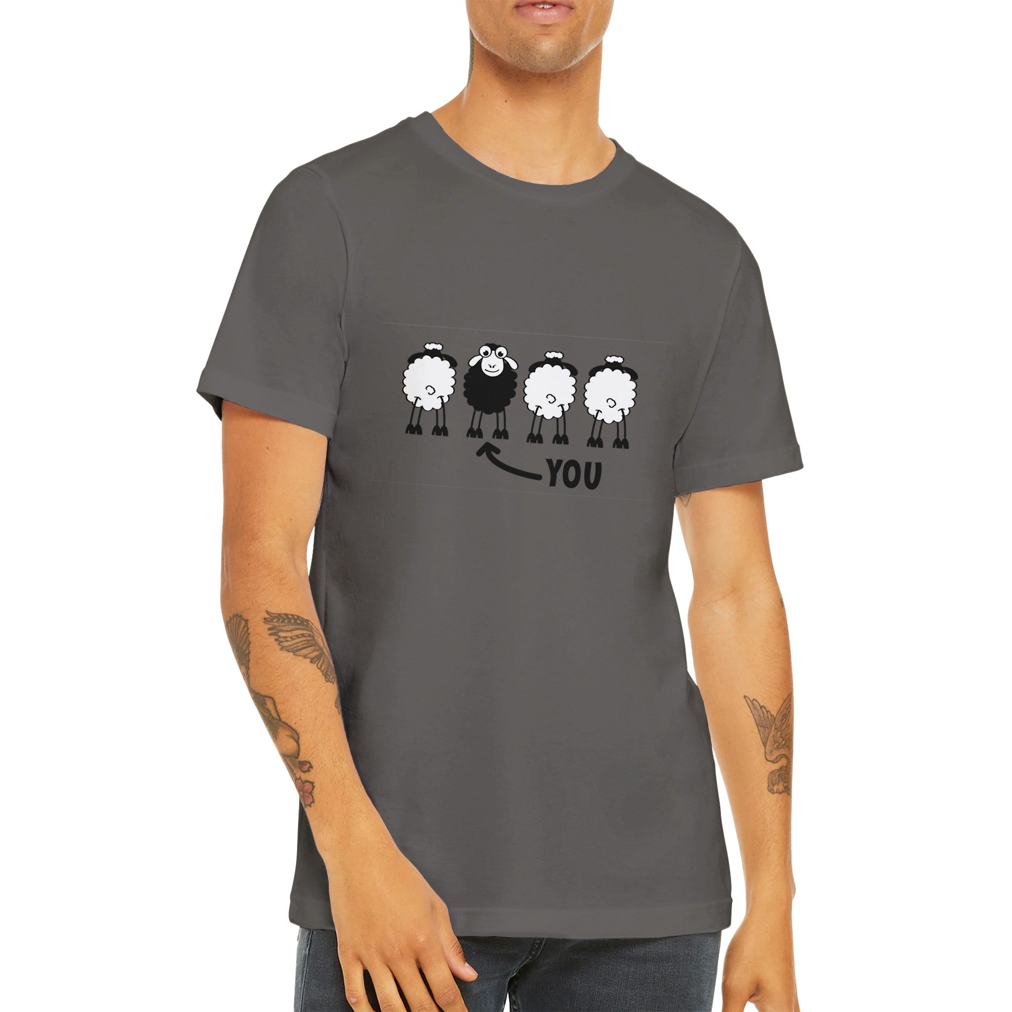 Budget Unisex Crewneck T-shirt/Black-Sheep-You - Enet Images