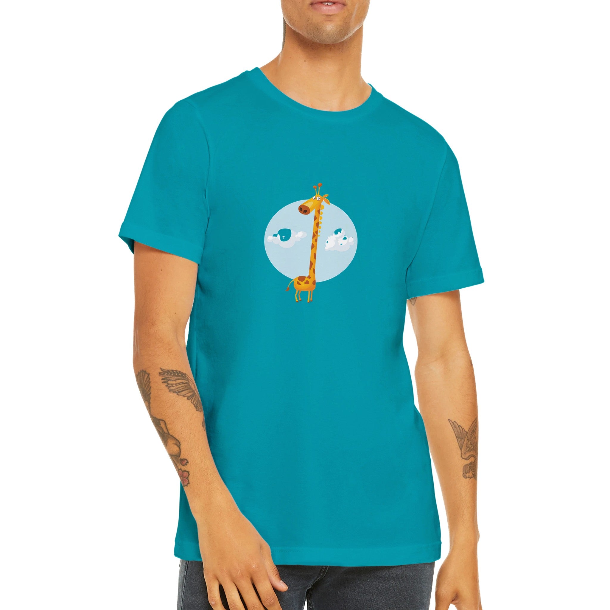 Budget Unisex Crewneck T-shirt/Giraffe-Above-The-Clouds - Enet Images