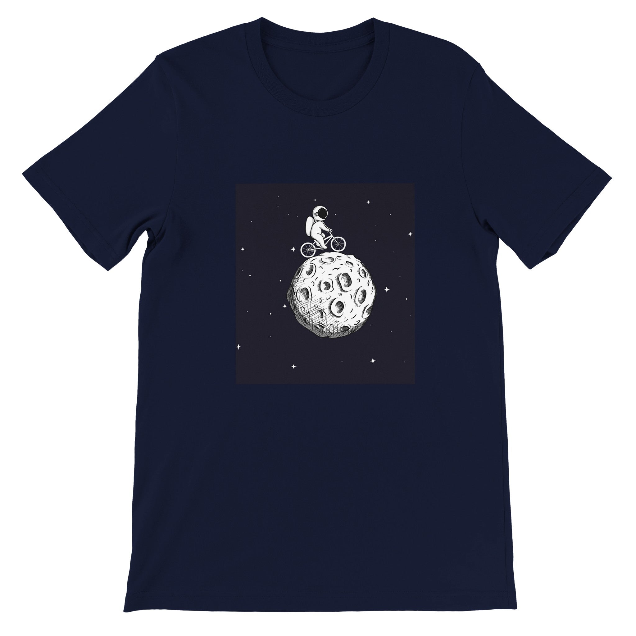 Budget Unisex Crewneck T-shirt/Astronaut-Cycling-Moon - Enet Images