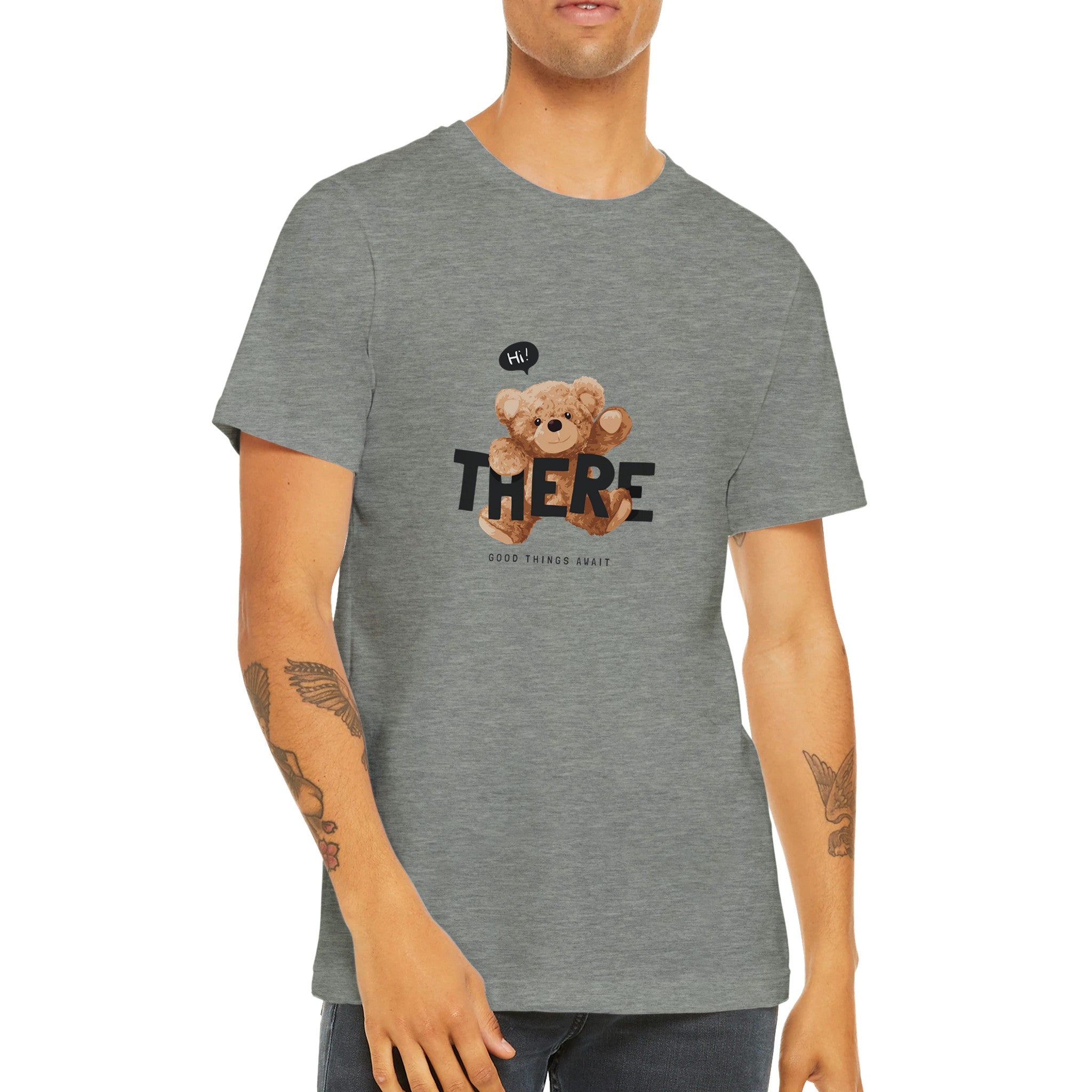 Budget Unisex Crewneck T-shirt/Teddy-Bear-Good-Things-Await - Enet Images