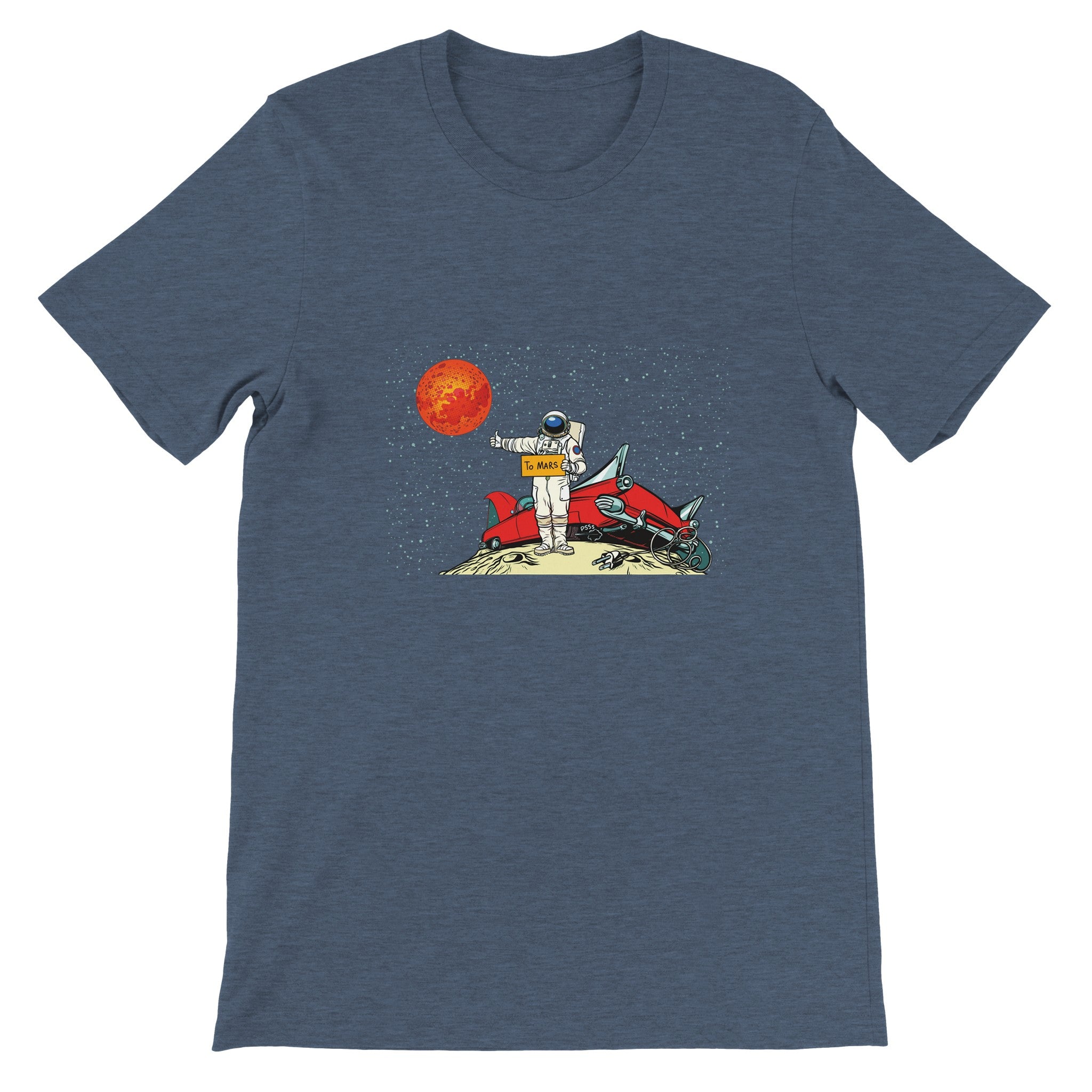 Budget Unisex Crewneck T-shirt/Astronaut-Car-On-Moon - Enet Images