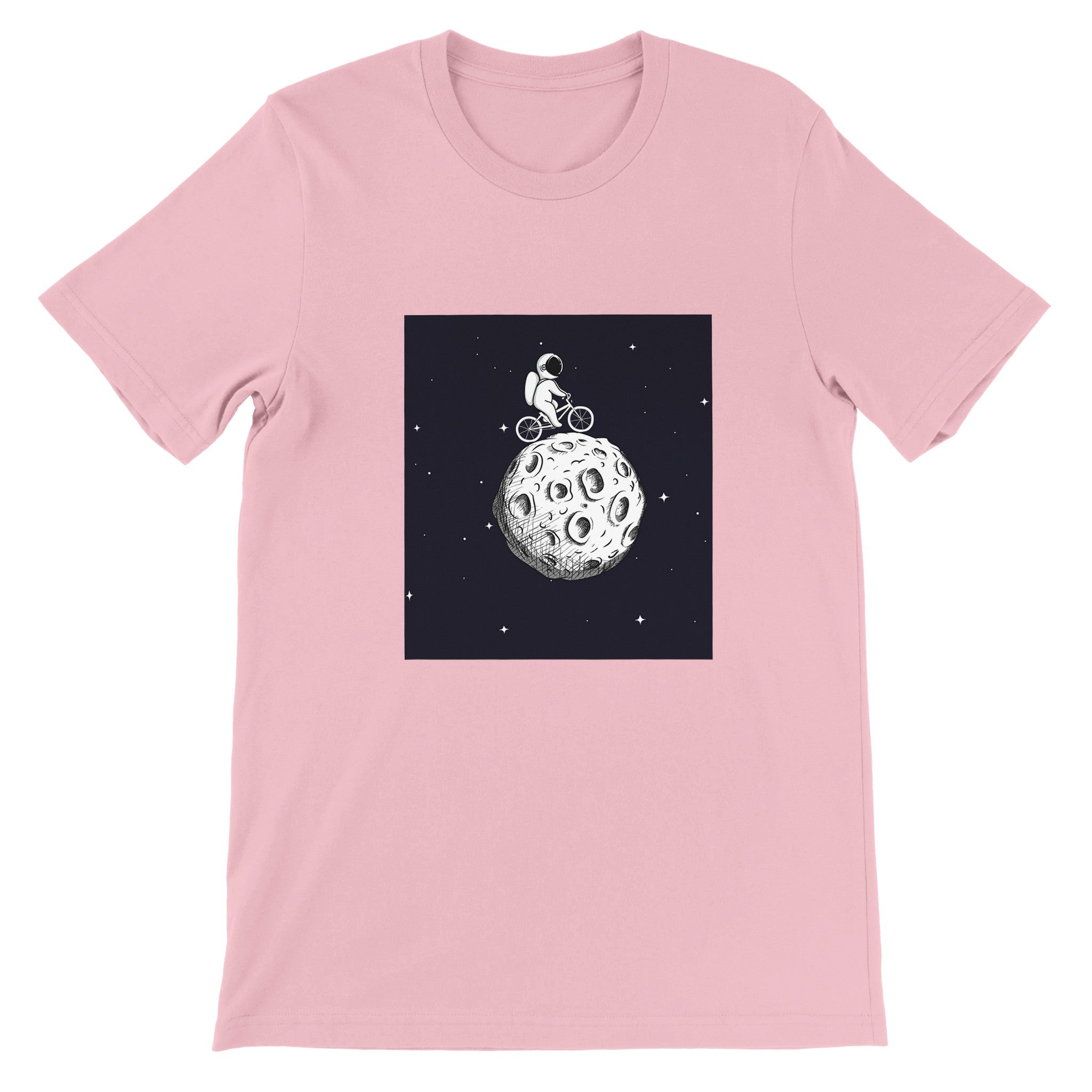 Budget Unisex Crewneck T-shirt/Astronaut-Cycling-Moon - Enet Images