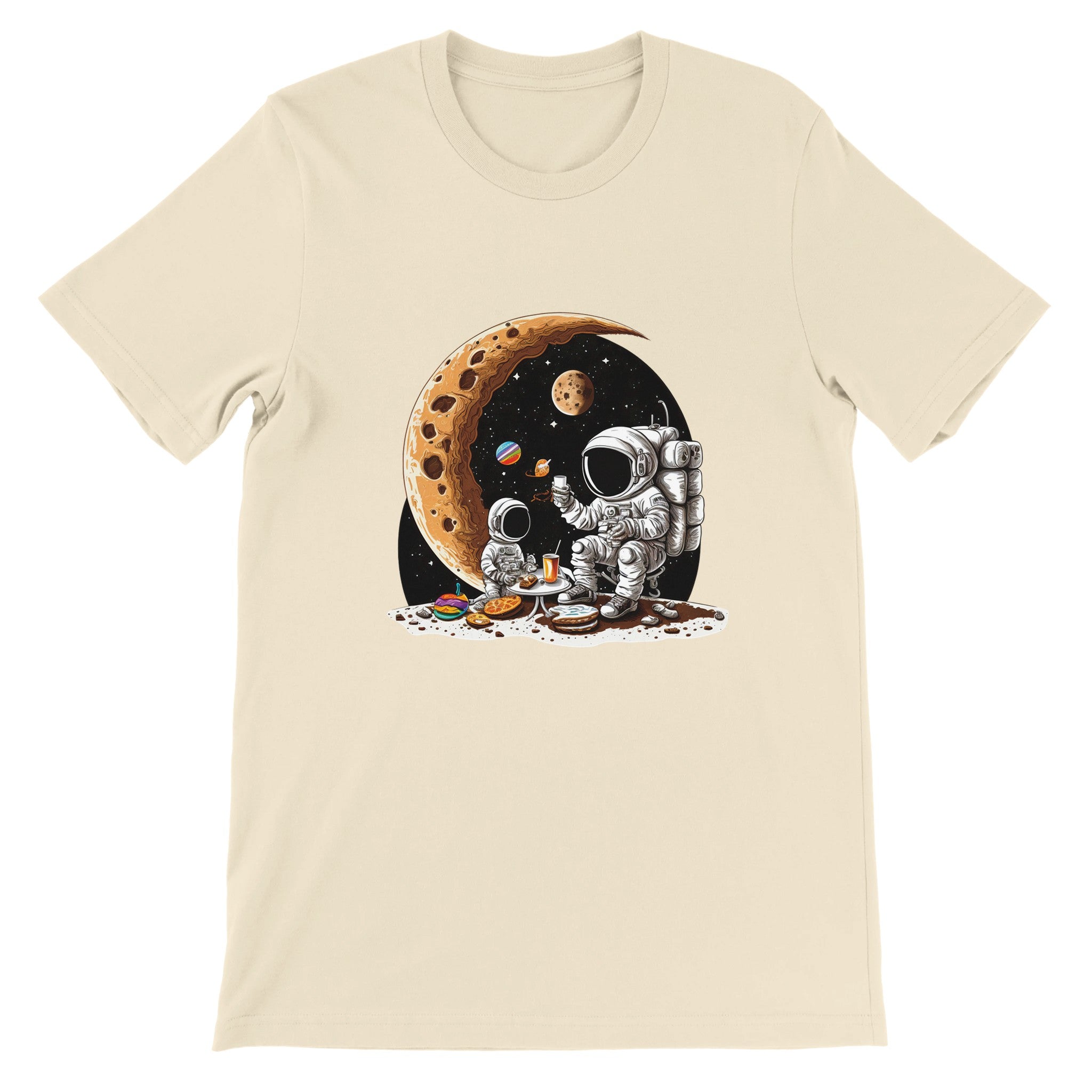 Budget Unisex Crewneck T-shirt/Astronaut-Son-Drinking-Coffee - Enet Images