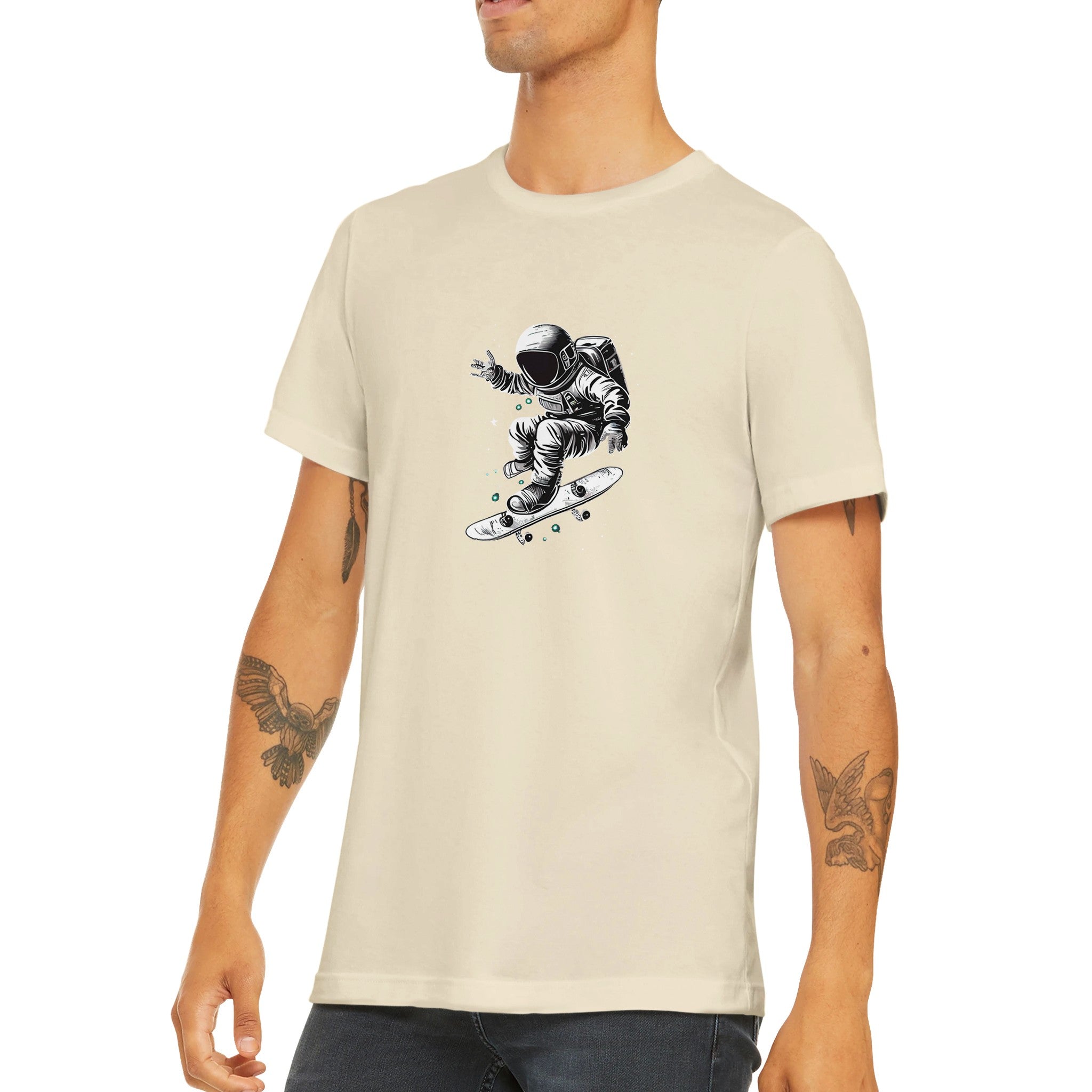 Budget Unisex Crewneck T-shirt/Astronaut-Skating - Enet Images