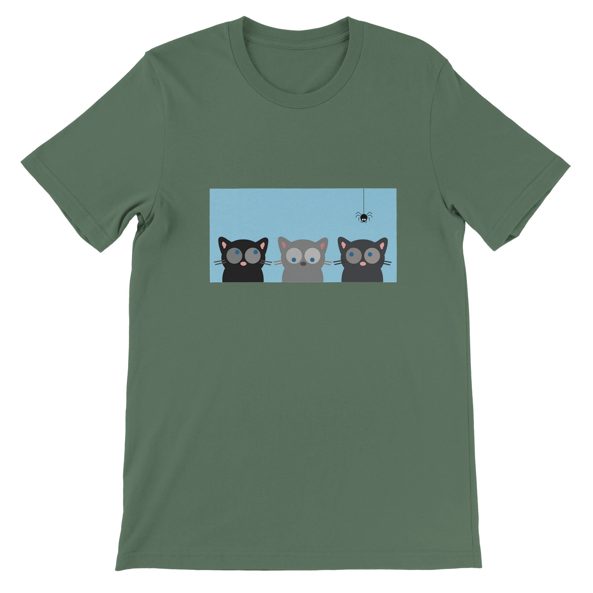 Budget Unisex Crewneck T-shirt/Three-Cats-Spider - Enet Images