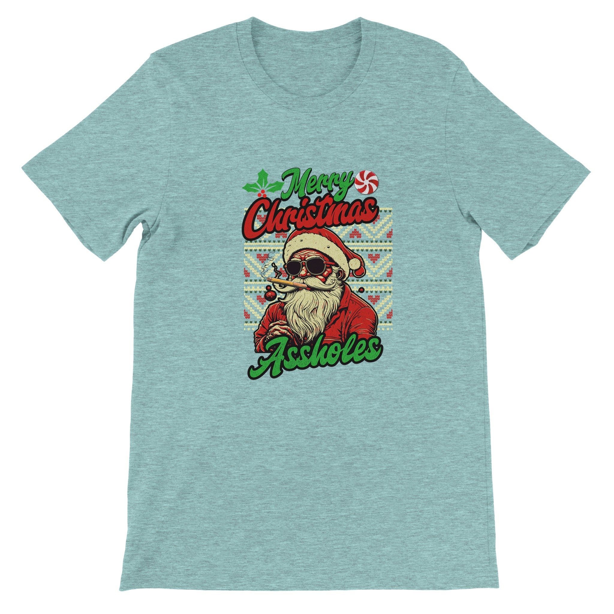 Budget Unisex Crewneck T-shirt/Santa-Merry-Christmas-@ssholes - Enet Images