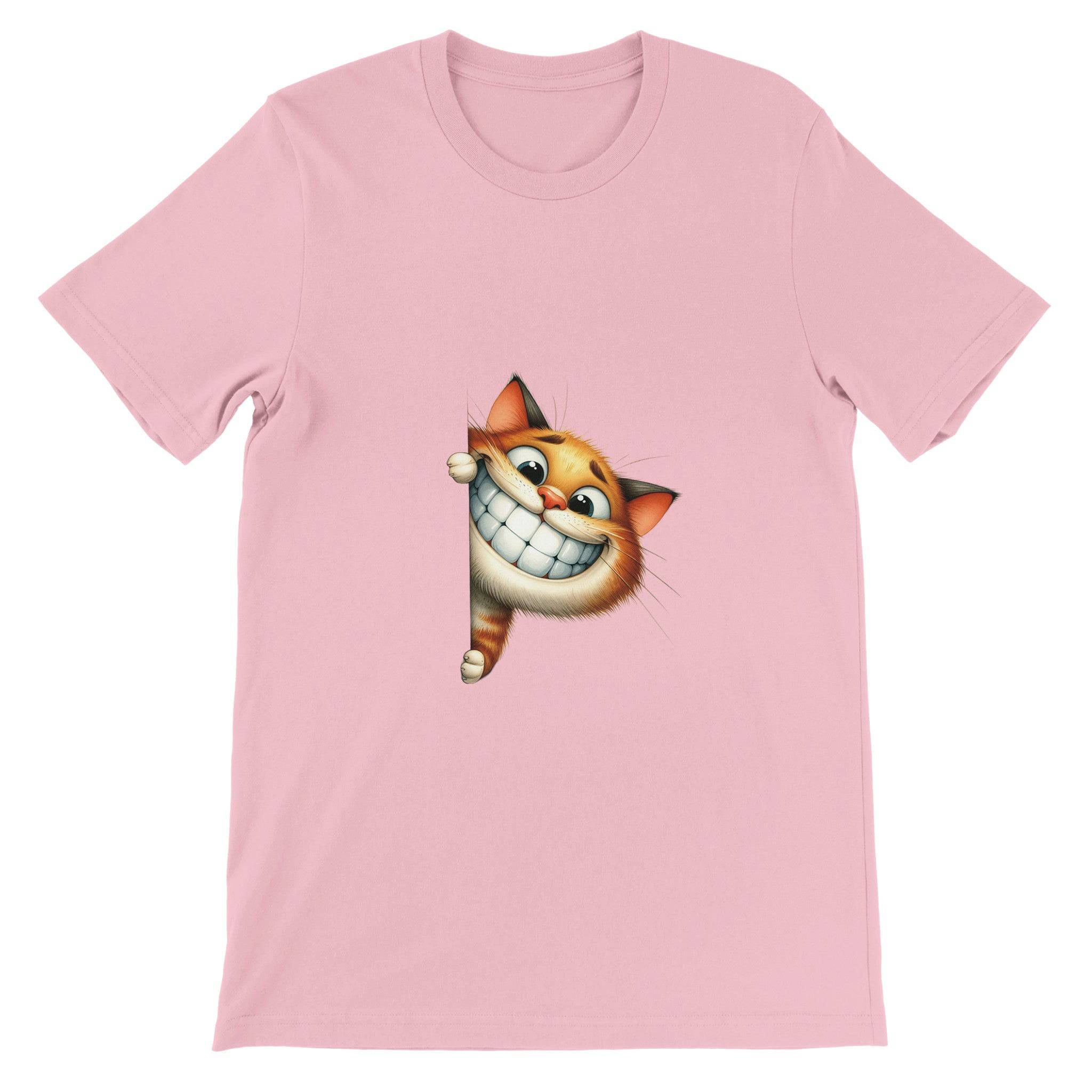 Budget Unisex Crewneck T-shirt/Funny-Cat-Peeking - Enet Images