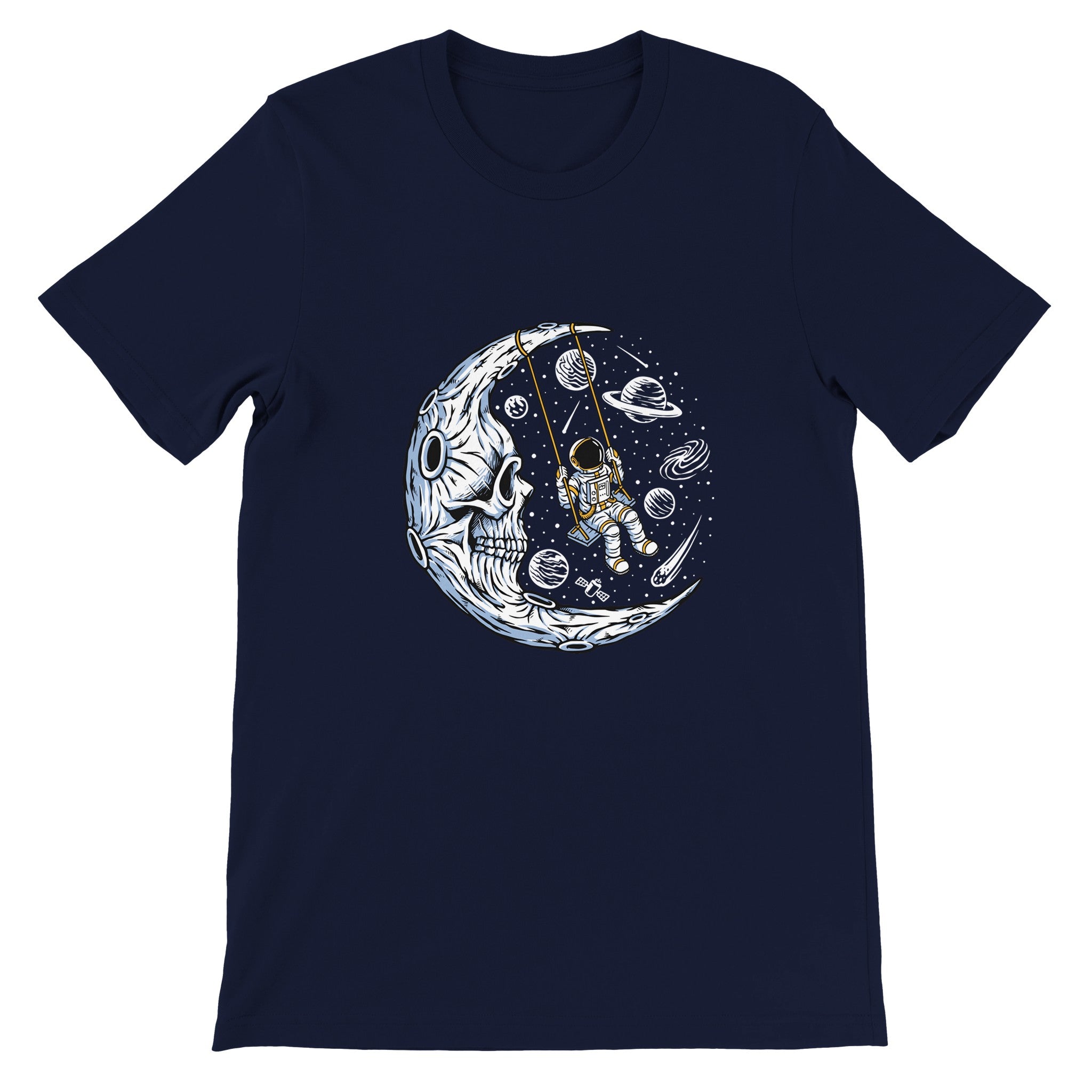 Budget Unisex Crewneck T-shirt/Astronaut-Swing-Skull - Enet Images