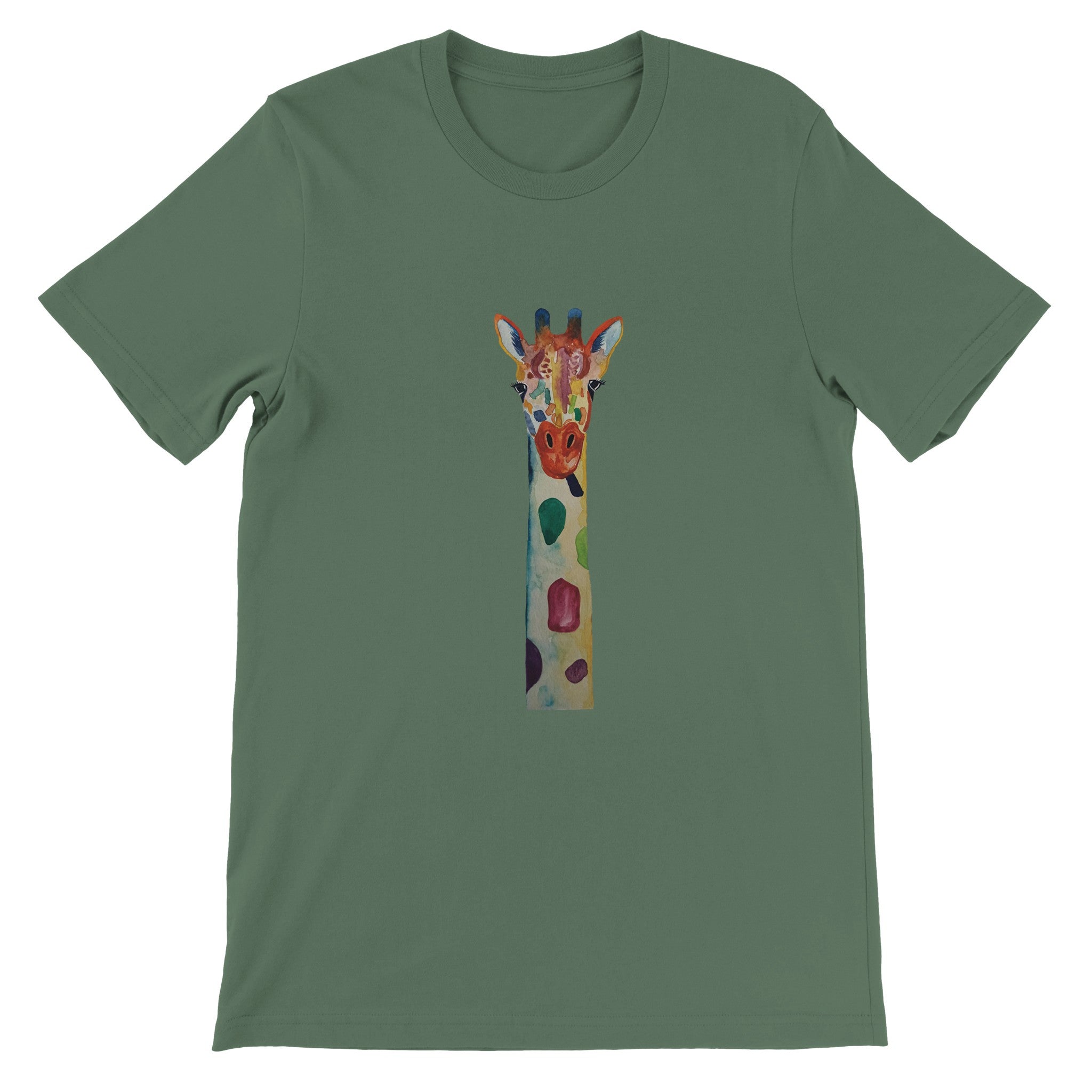 Budget Unisex Crewneck T-shirt/Giraffe-Watercolor - Enet Images