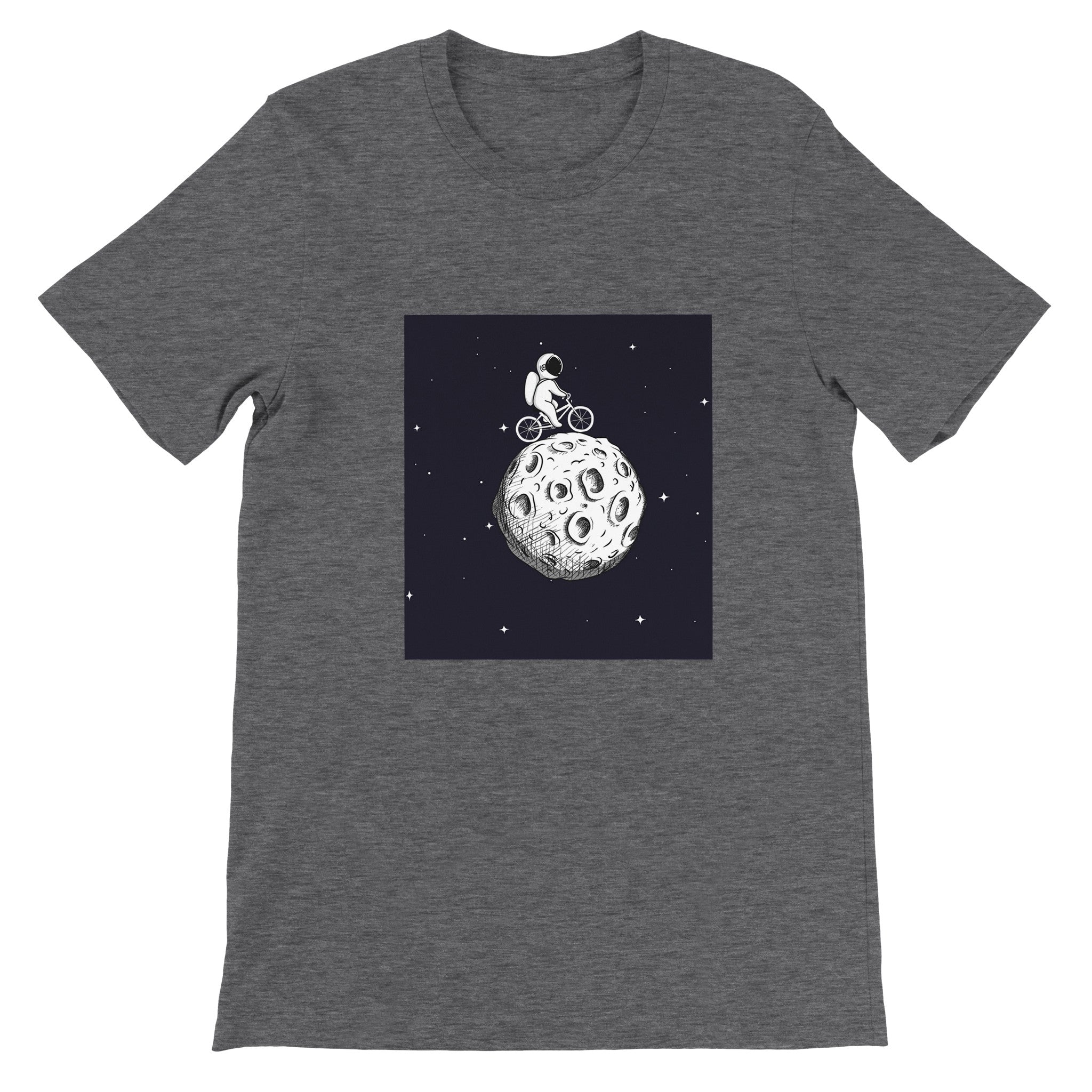 Budget Unisex Crewneck T-shirt/Astronaut-Cycling-Moon - Enet Images