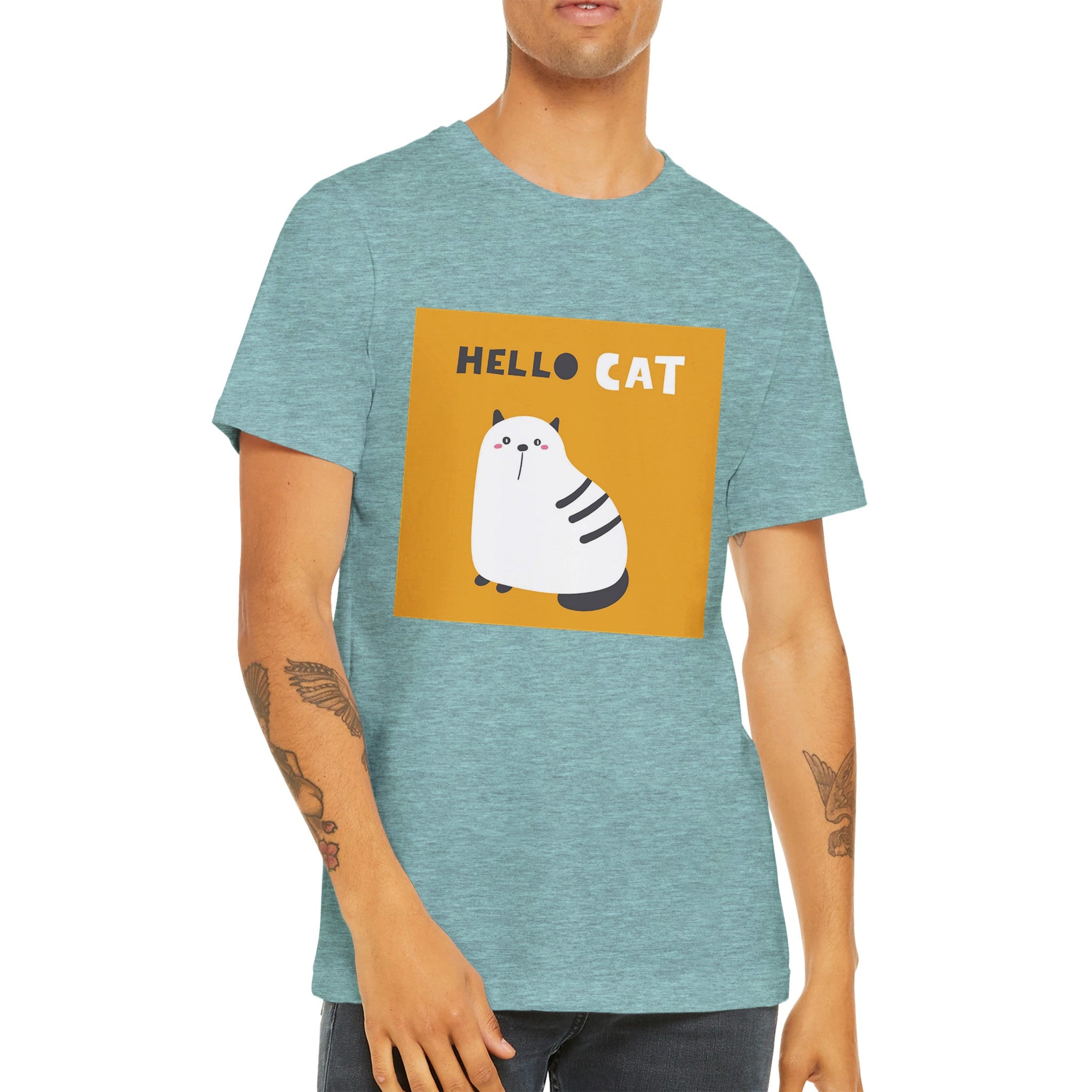 Budget Unisex Crewneck T-shirt/Hello-Cat - Enet Images