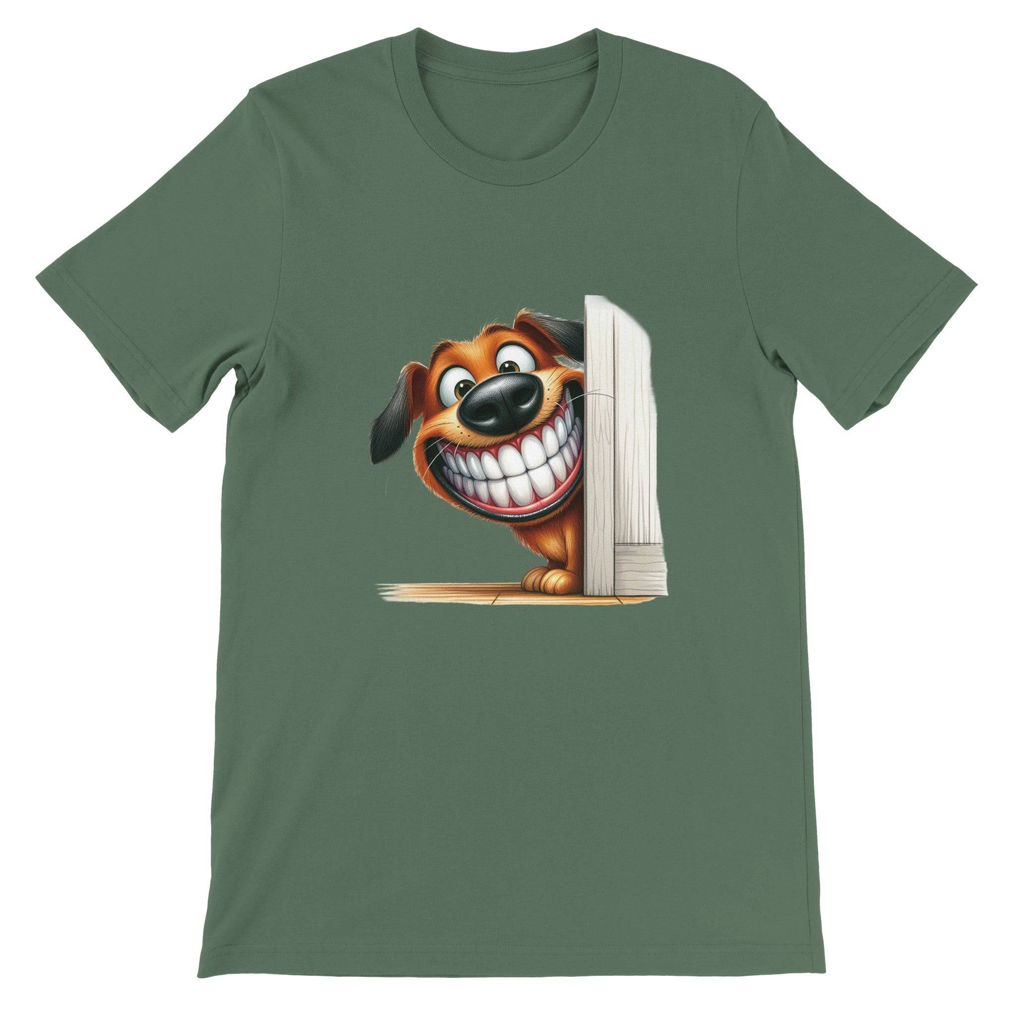 Budget Unisex Crewneck T-shirt/Dog-Funny-Peeking - Enet Images