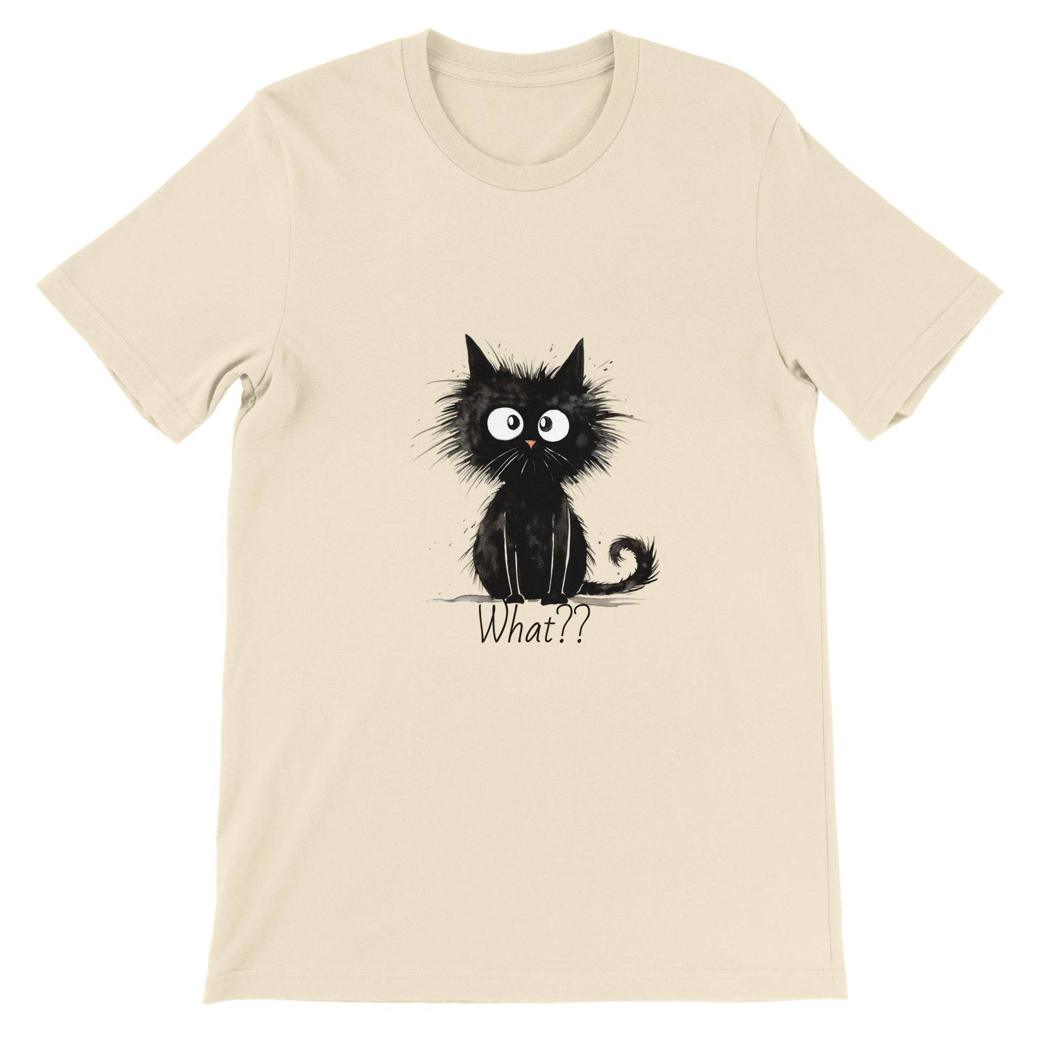 Budget Unisex Crewneck T-shirt/Funny-Hairy-Black-Cat-What - Enet Images