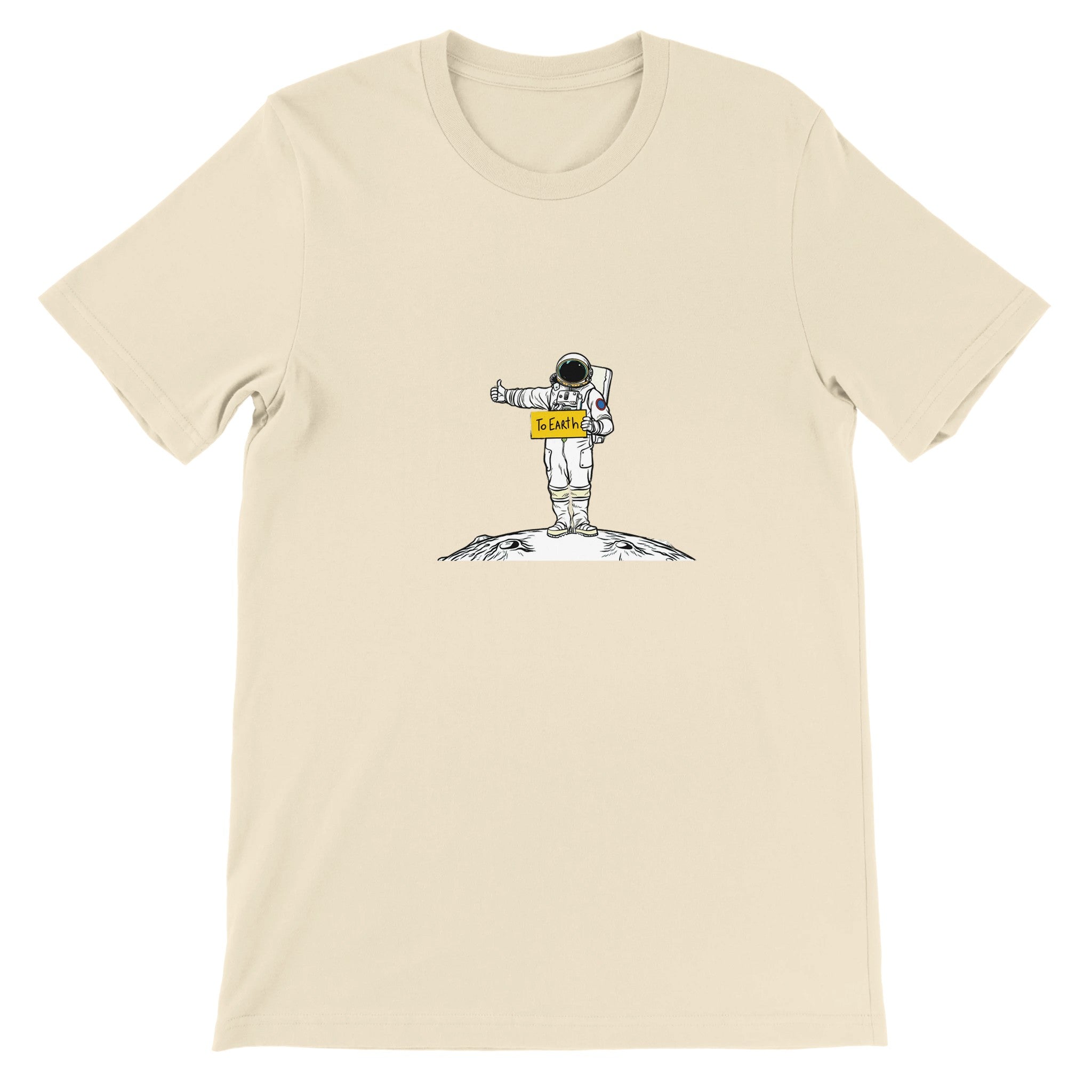 Budget Unisex Crewneck T-shirt/Astronaut-Hiking-On-Moon - Enet Images