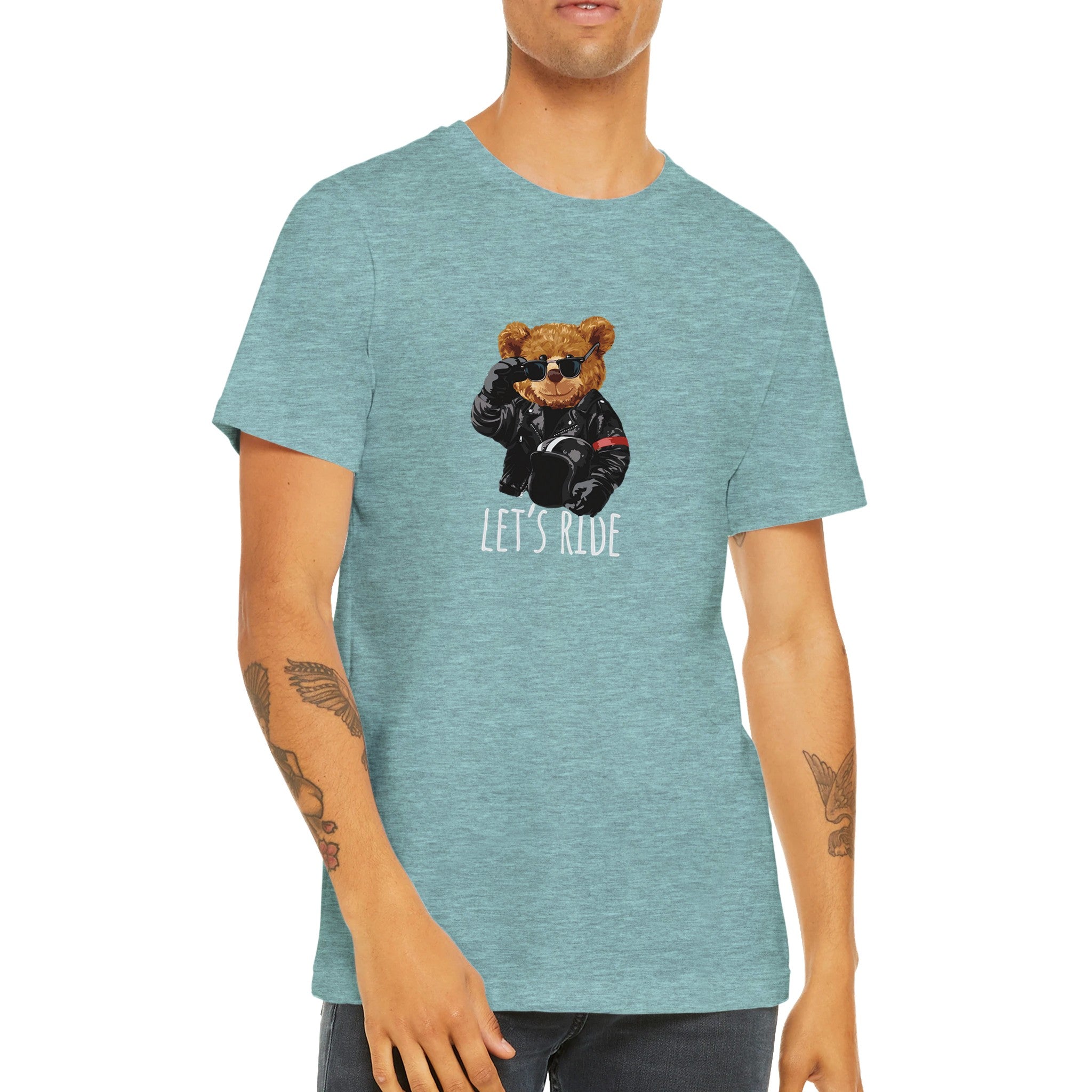 Budget Unisex Crewneck T-shirt/Teddy-Bear-Let's-Ride - Enet Images