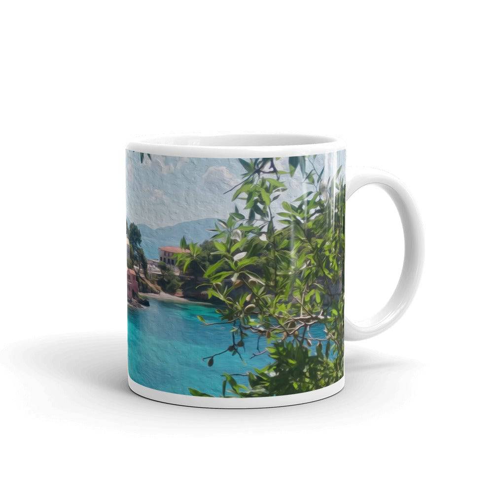 White glossy mug/Assos village 02 - Enet Images