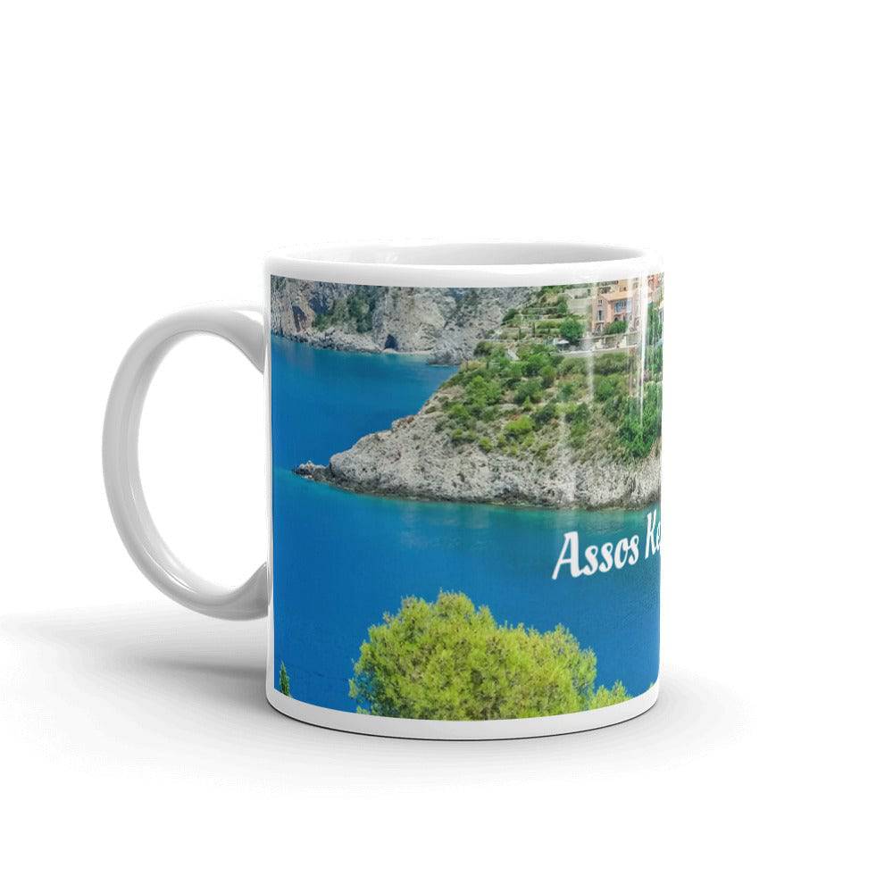 White glossy mug/Assos village Kefalonia Greece - Enet Images