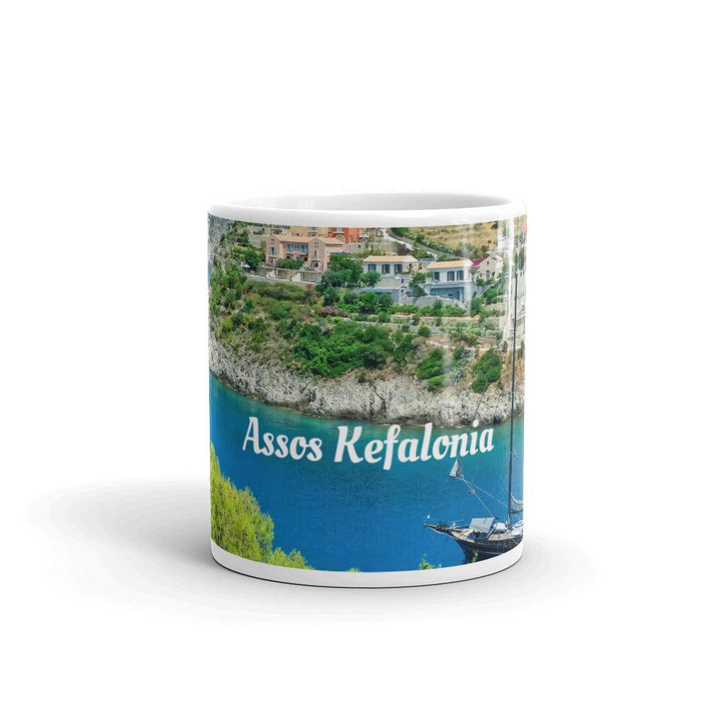 White glossy mug/Assos village Kefalonia Greece - Enet Images