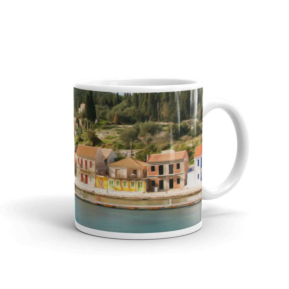 White glossy mug/Fiscardo - Enet Images