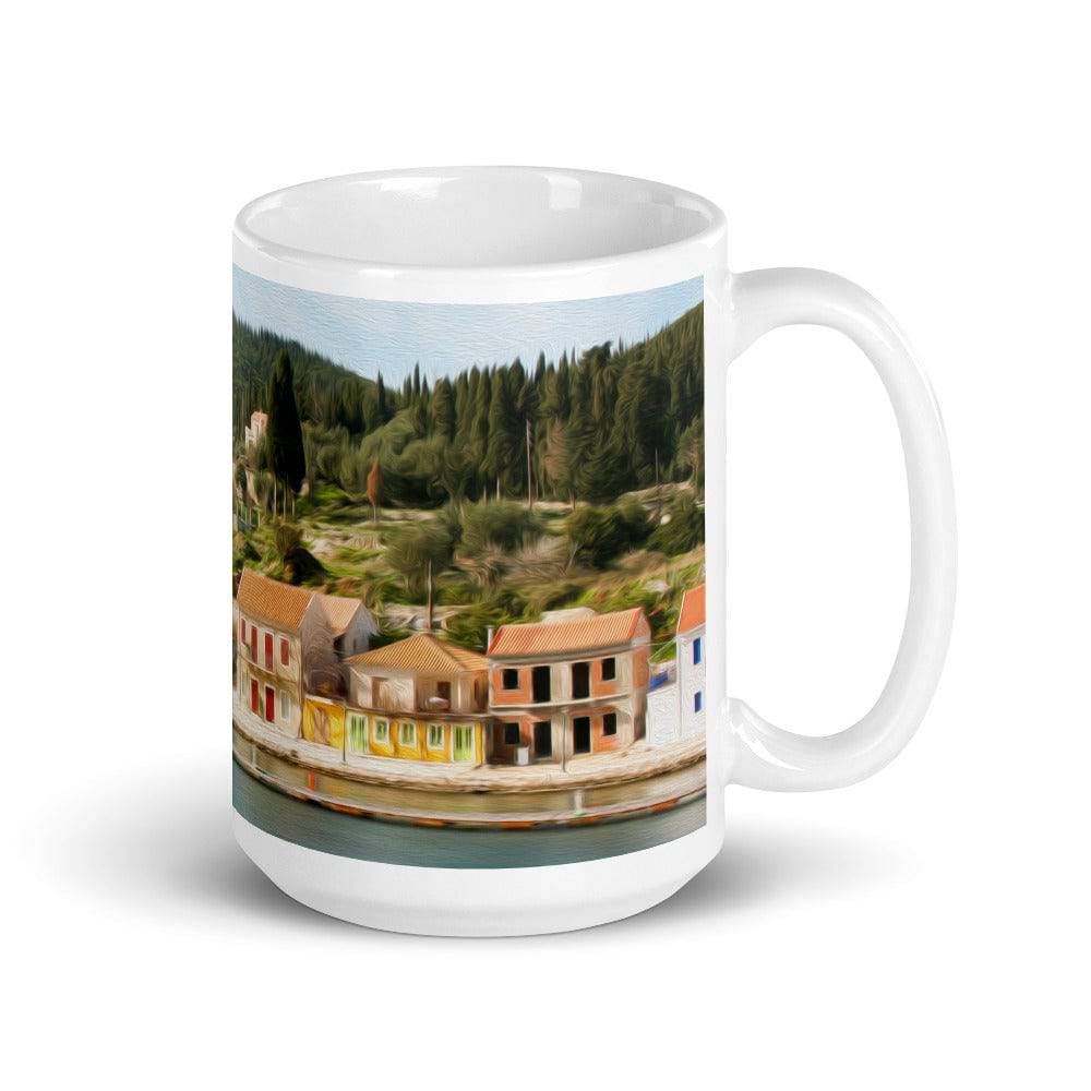 White glossy mug/Fiscardo - Enet Images
