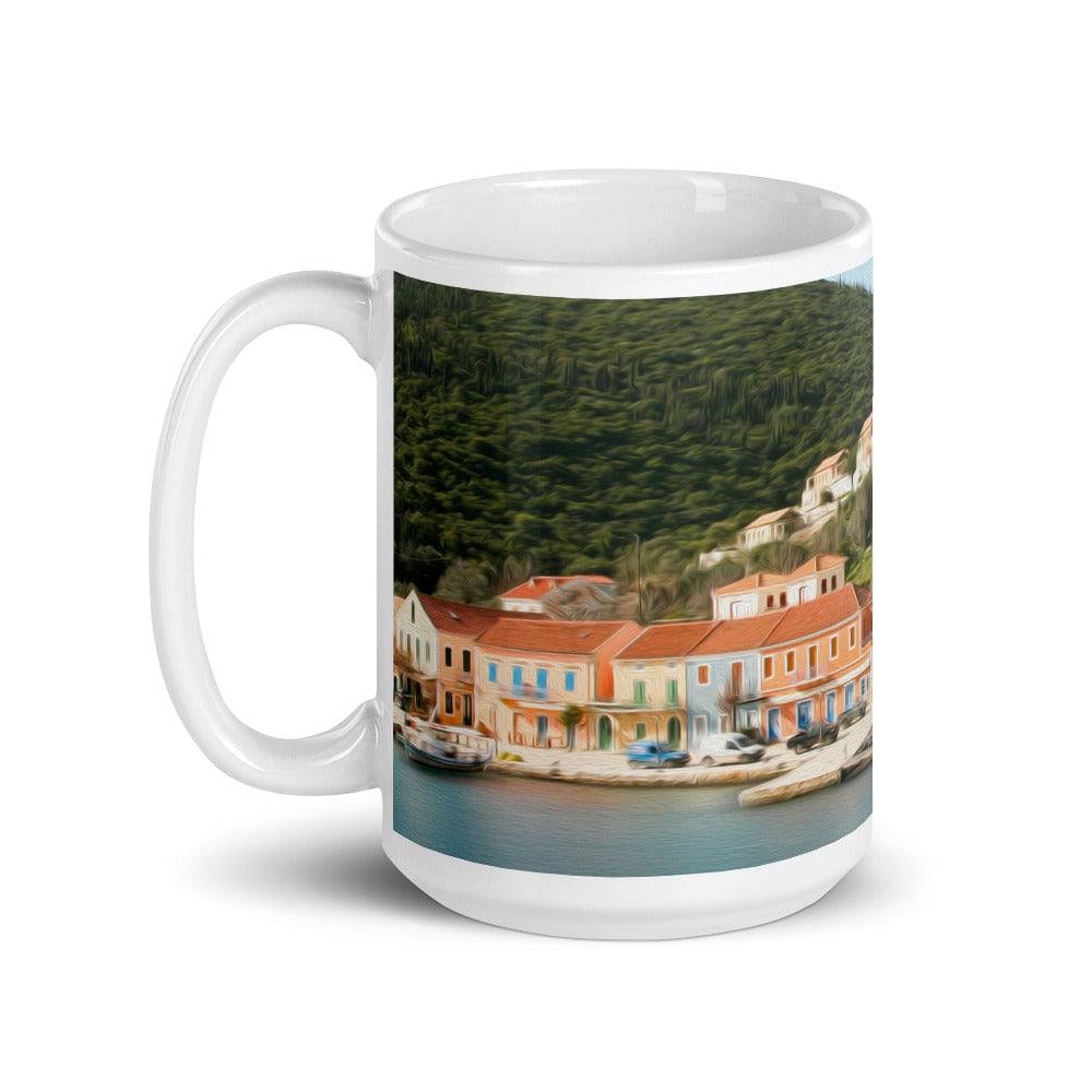 White glossy mug/Fiscardo - Enet Images