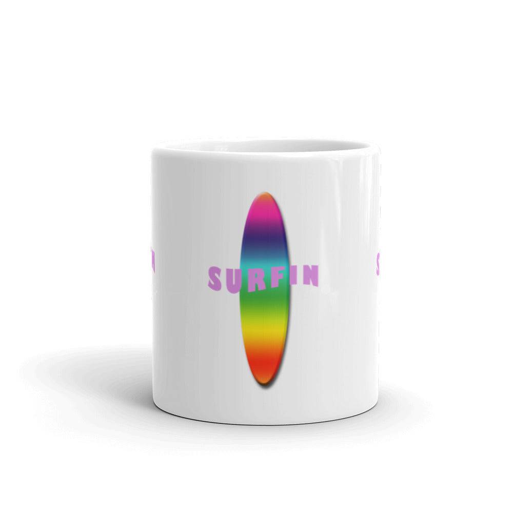 White glossy mug/Surfin - Enet Images