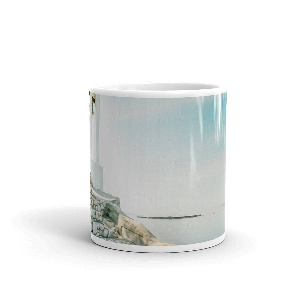 White glossy mug/White Bell Tower - Enet Images