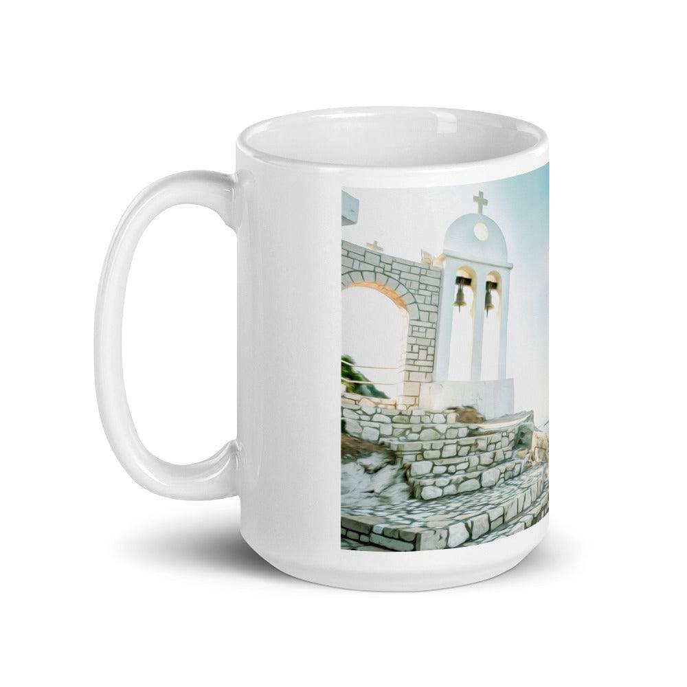 White glossy mug/White Bell Tower - Enet Images