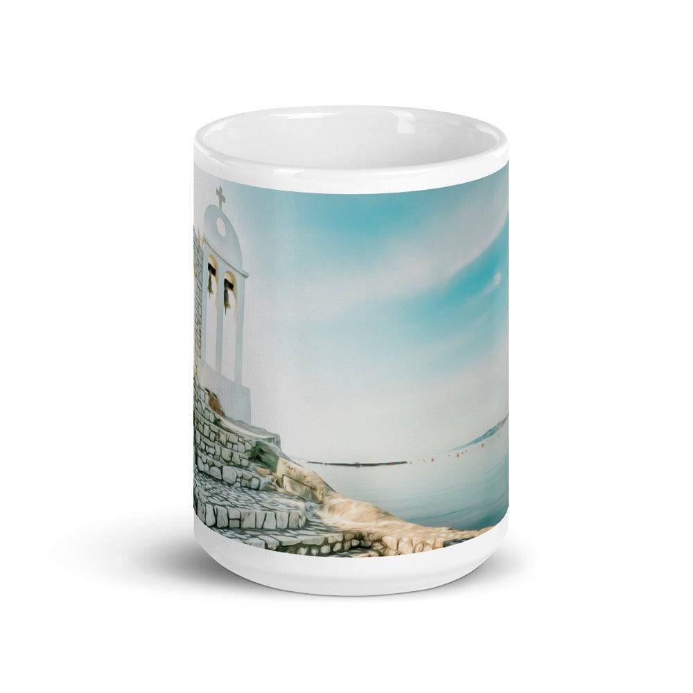 White glossy mug/White Bell Tower - Enet Images