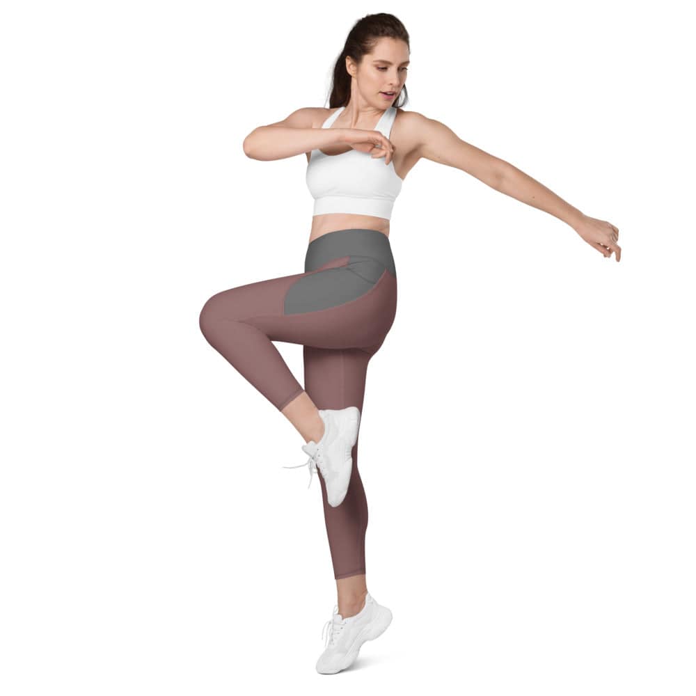 Leggings with pockets/Speed-Run/Brown-Grey - Enet Images
