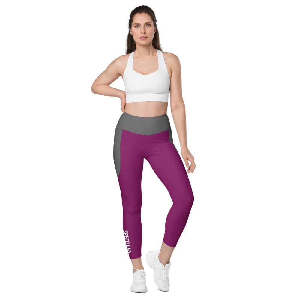 Leggings with pockets/Speed-Run/Eggplant-Grey - Enet Images