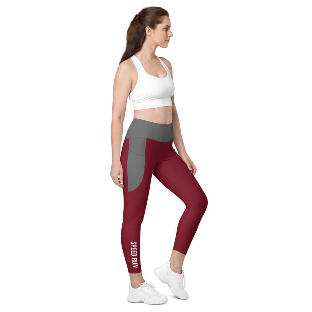 Leggings with pockets/Speed-Run/Red-Grey - Enet Images