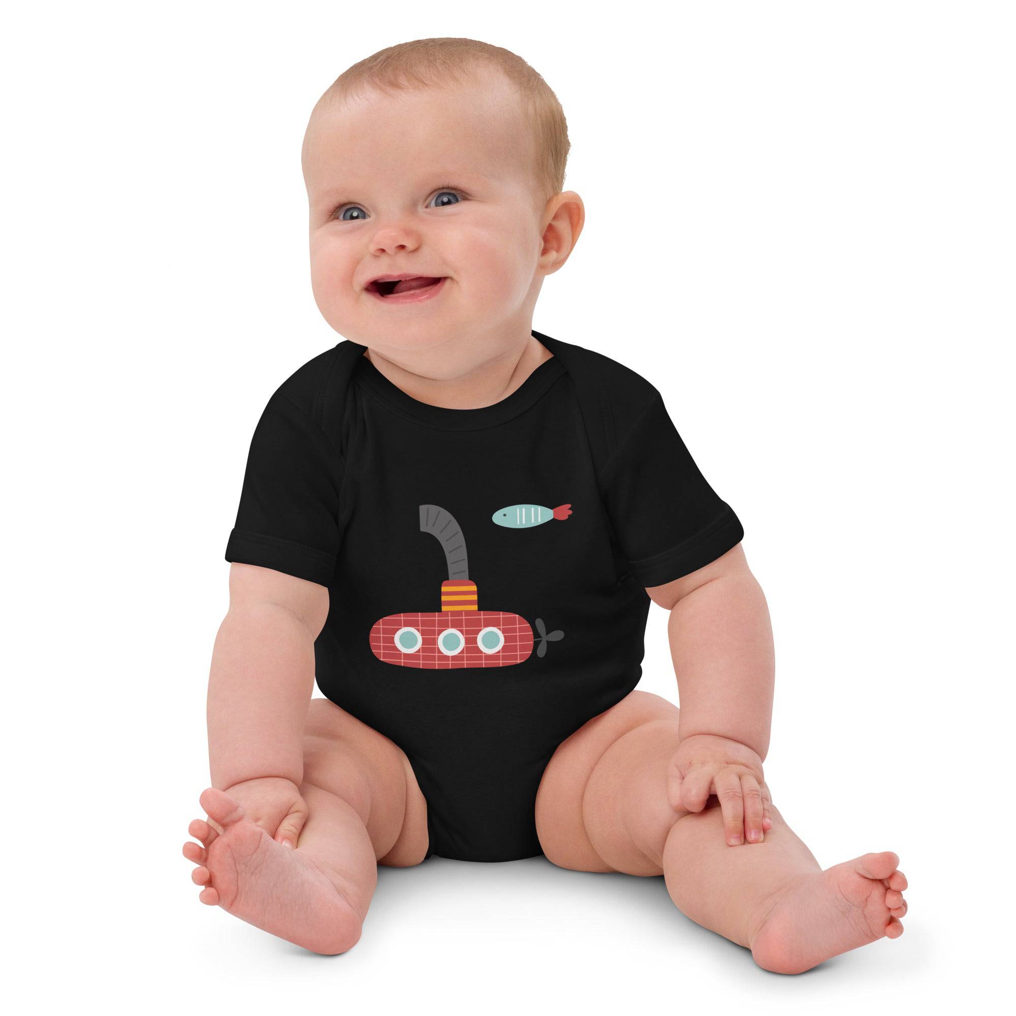 Organic cotton baby bodysuit-Submarine - Enet Images