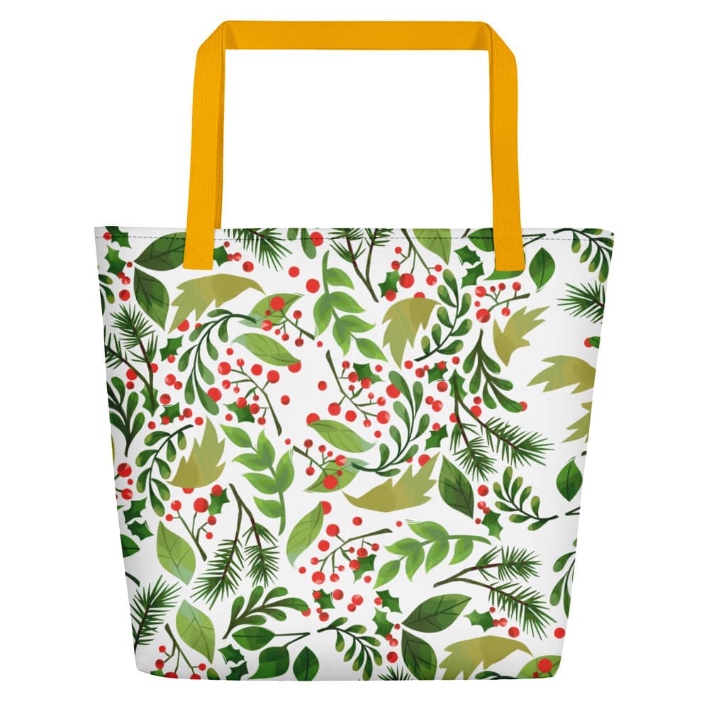 Beach Bag/Floral Green White - Enet Images