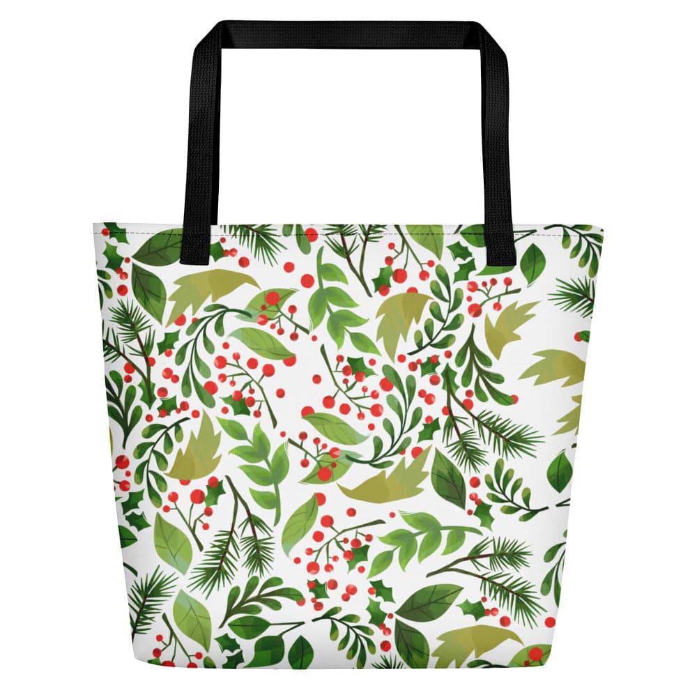 Beach Bag/Floral Green White - Enet Images