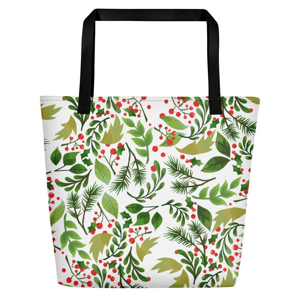 Beach Bag/Floral Green White - Enet Images