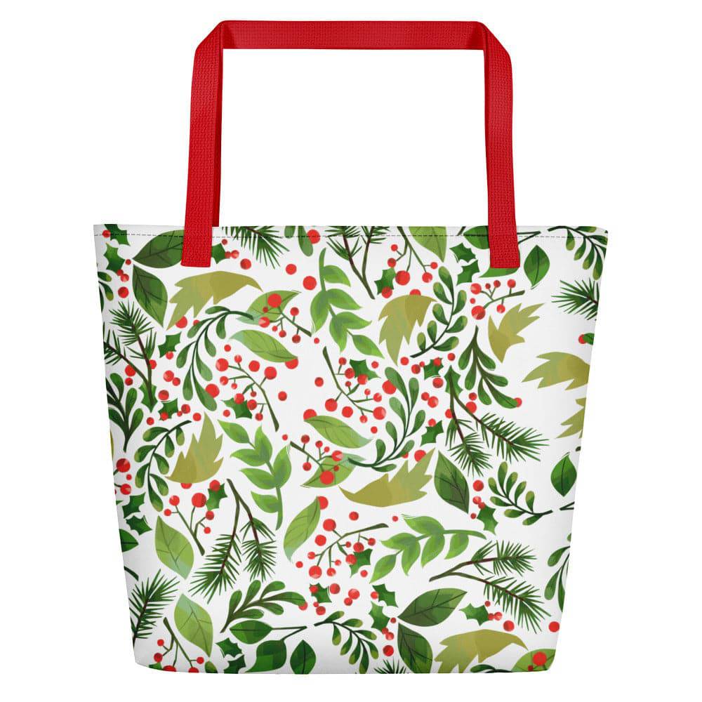 Beach Bag/Floral Green White - Enet Images