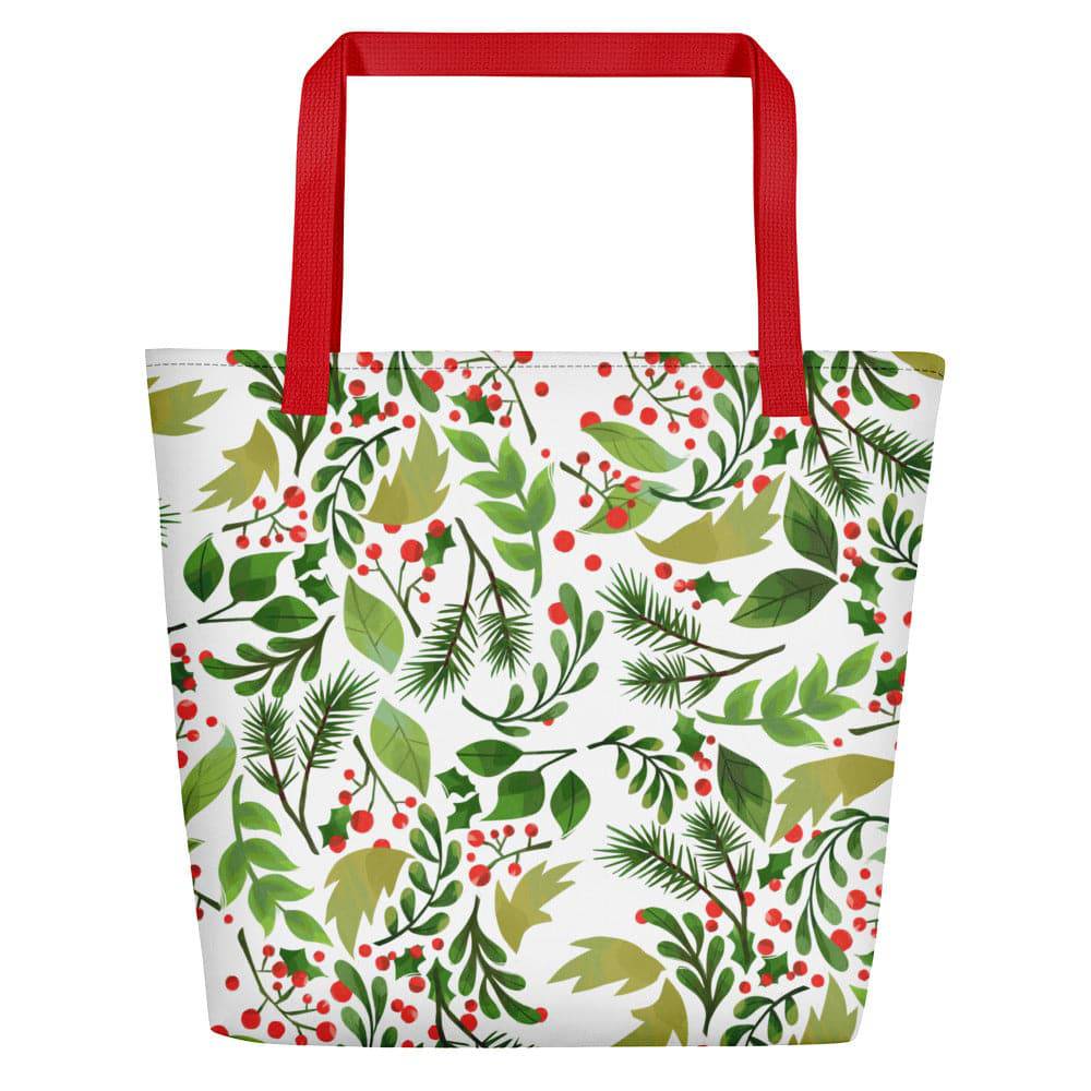 Beach Bag/Floral Green White - Enet Images