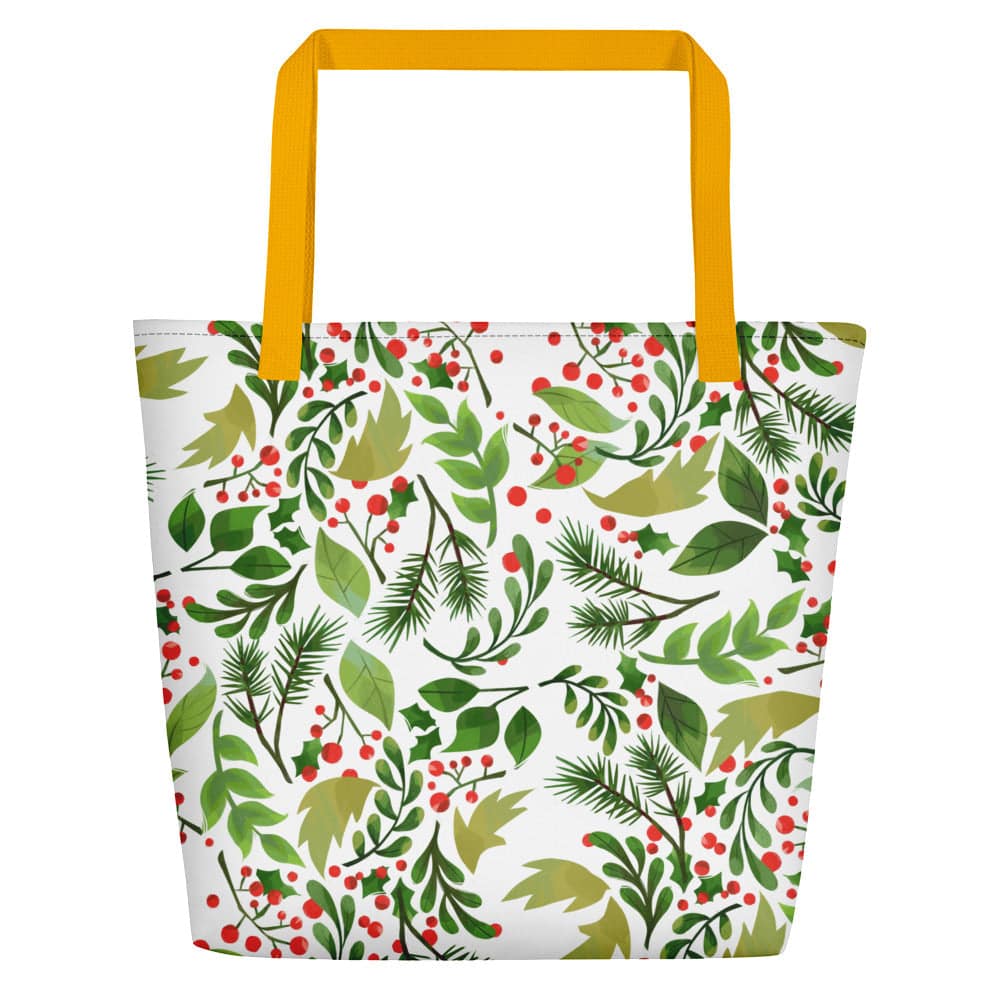 Beach Bag/Floral Green White - Enet Images