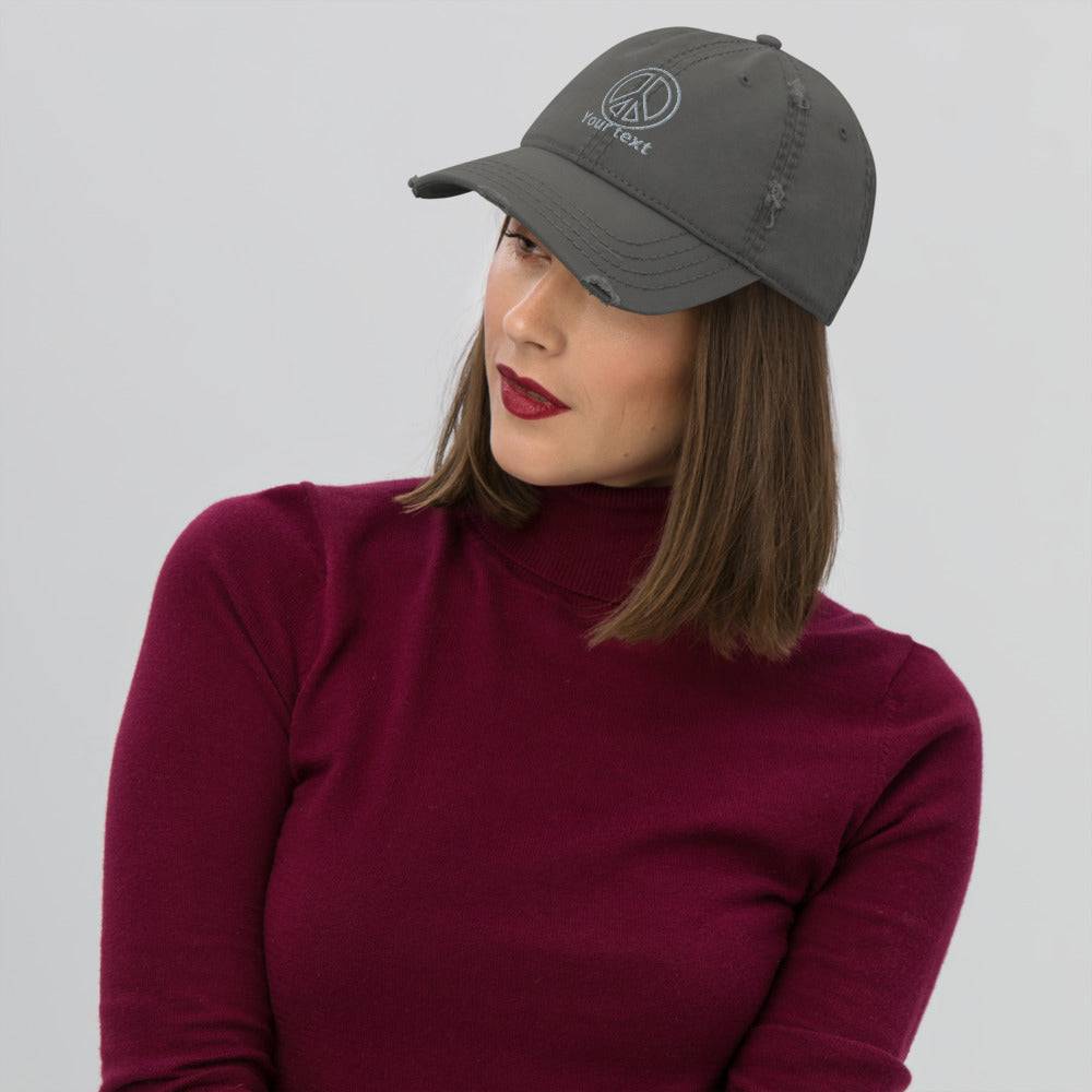 Distressed Dad Hat/Peace Your Text/Personalized - Enet Images