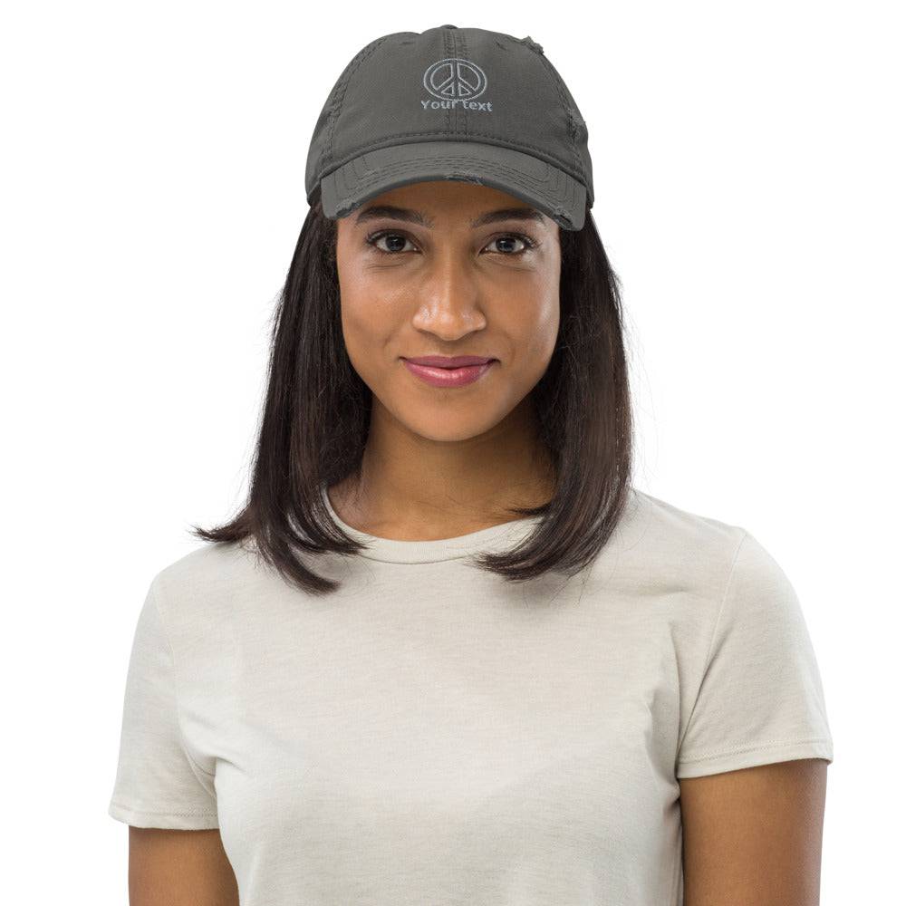 Distressed Dad Hat/Peace Your Text/Personalized - Enet Images
