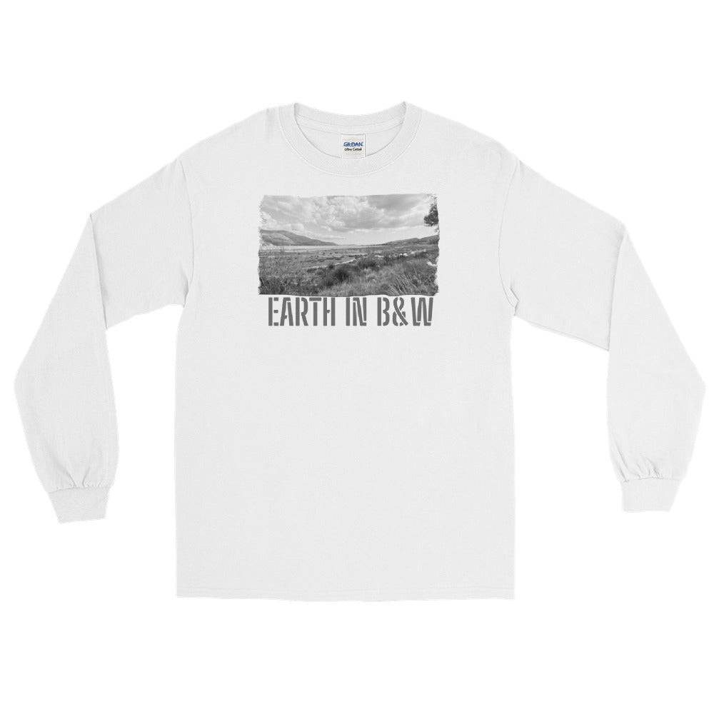 Men’s Long Sleeve Shirt/Earth In Black & White/Personalised - Enet Images
