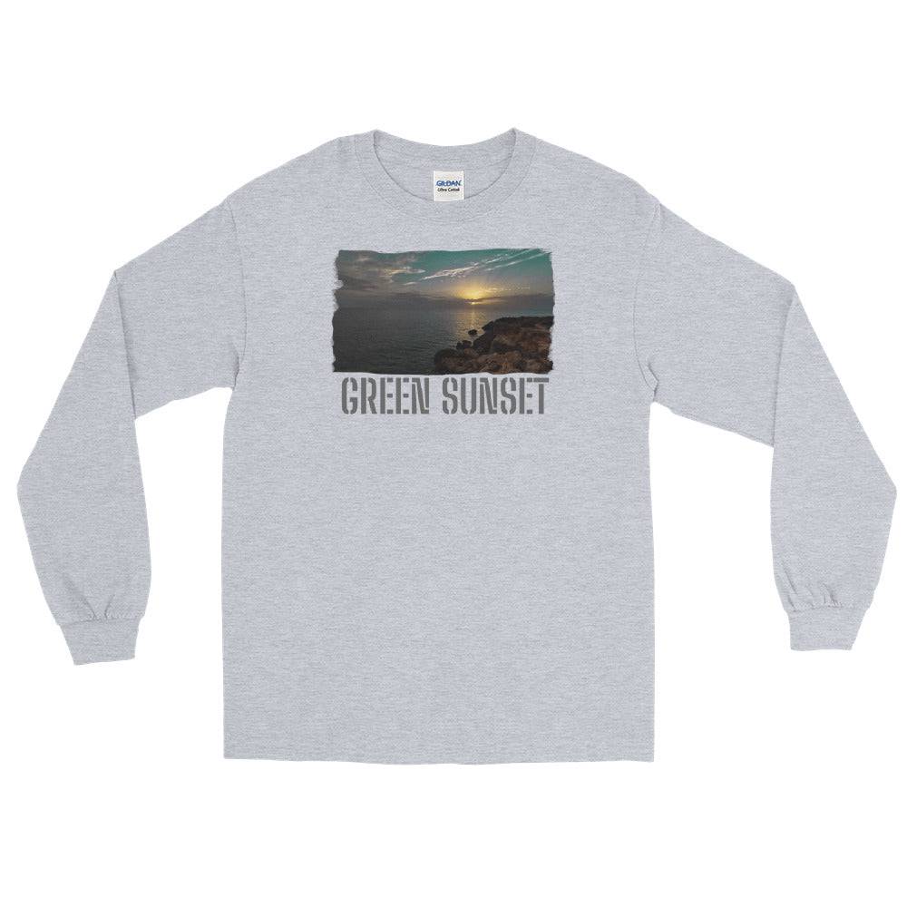 Men’s Long Sleeve Shirt/Green Sunset/Personalised - Enet Images