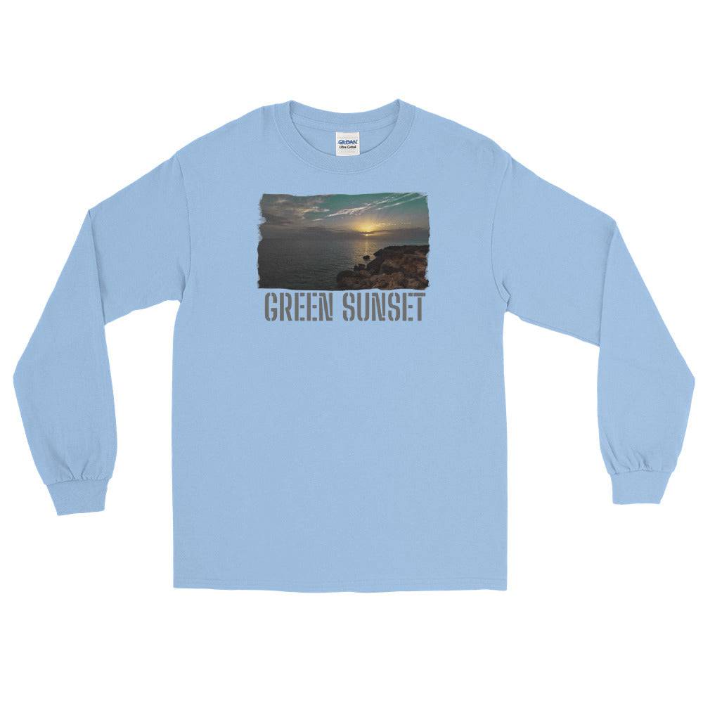 Men’s Long Sleeve Shirt/Green Sunset/Personalised - Enet Images
