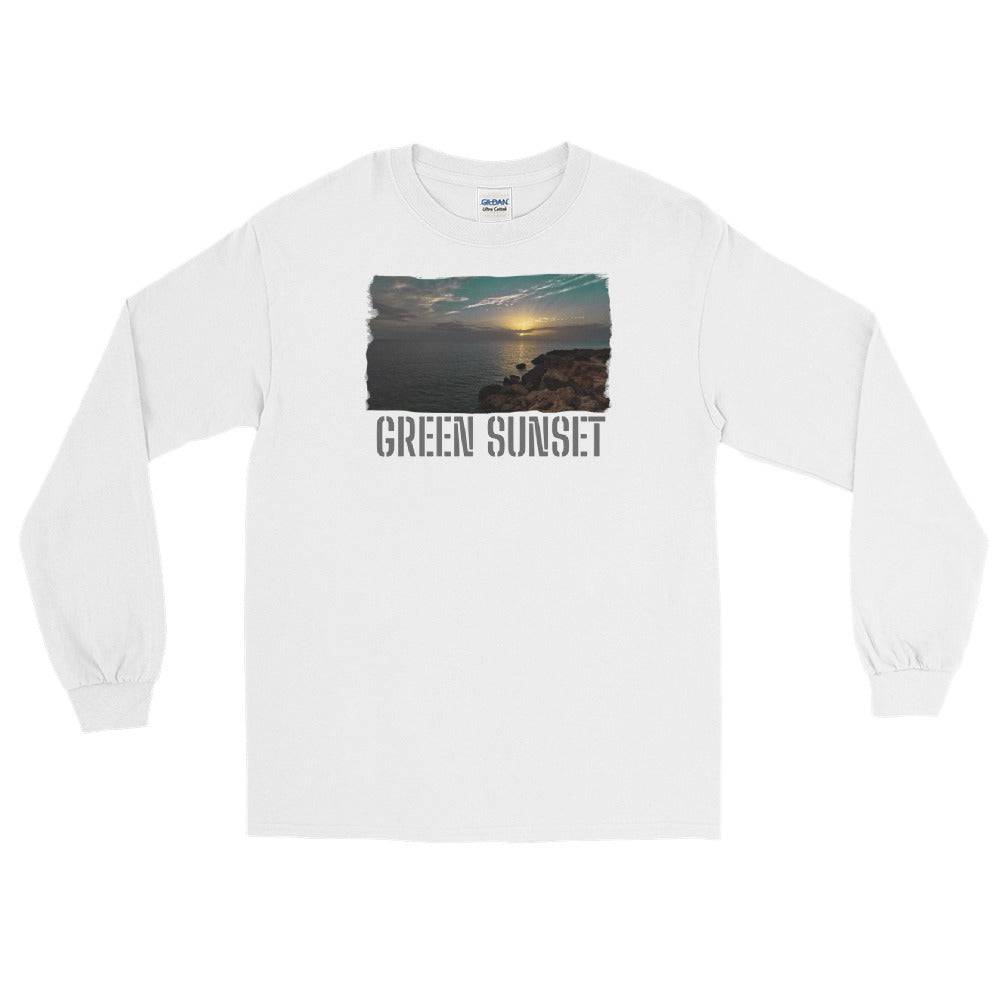 Men’s Long Sleeve Shirt/Green Sunset/Personalised - Enet Images