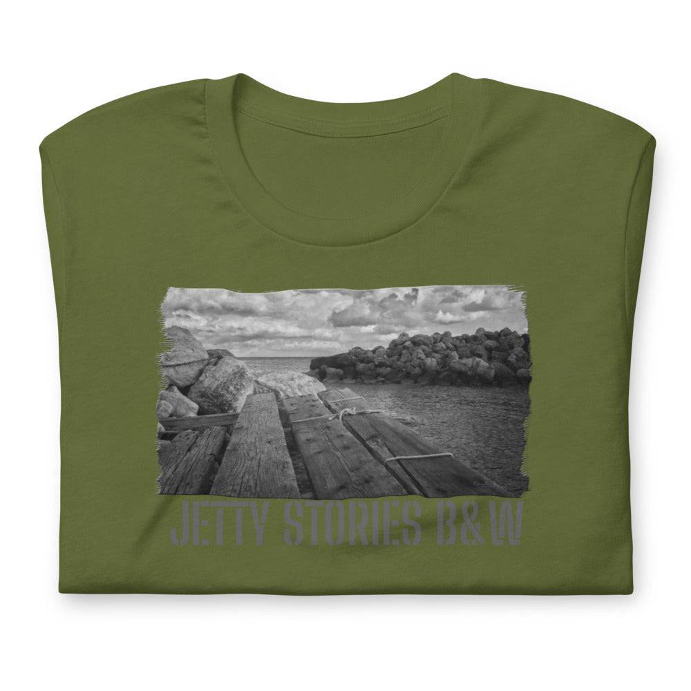 Short-Sleeve Unisex T-Shirt/Jetty Stories B&W/Personalized - Enet Images