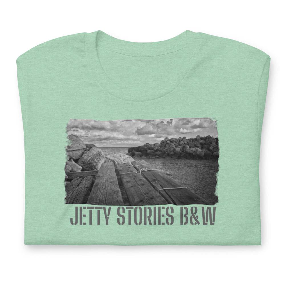 Short-Sleeve Unisex T-Shirt/Jetty Stories B&W/Personalized - Enet Images